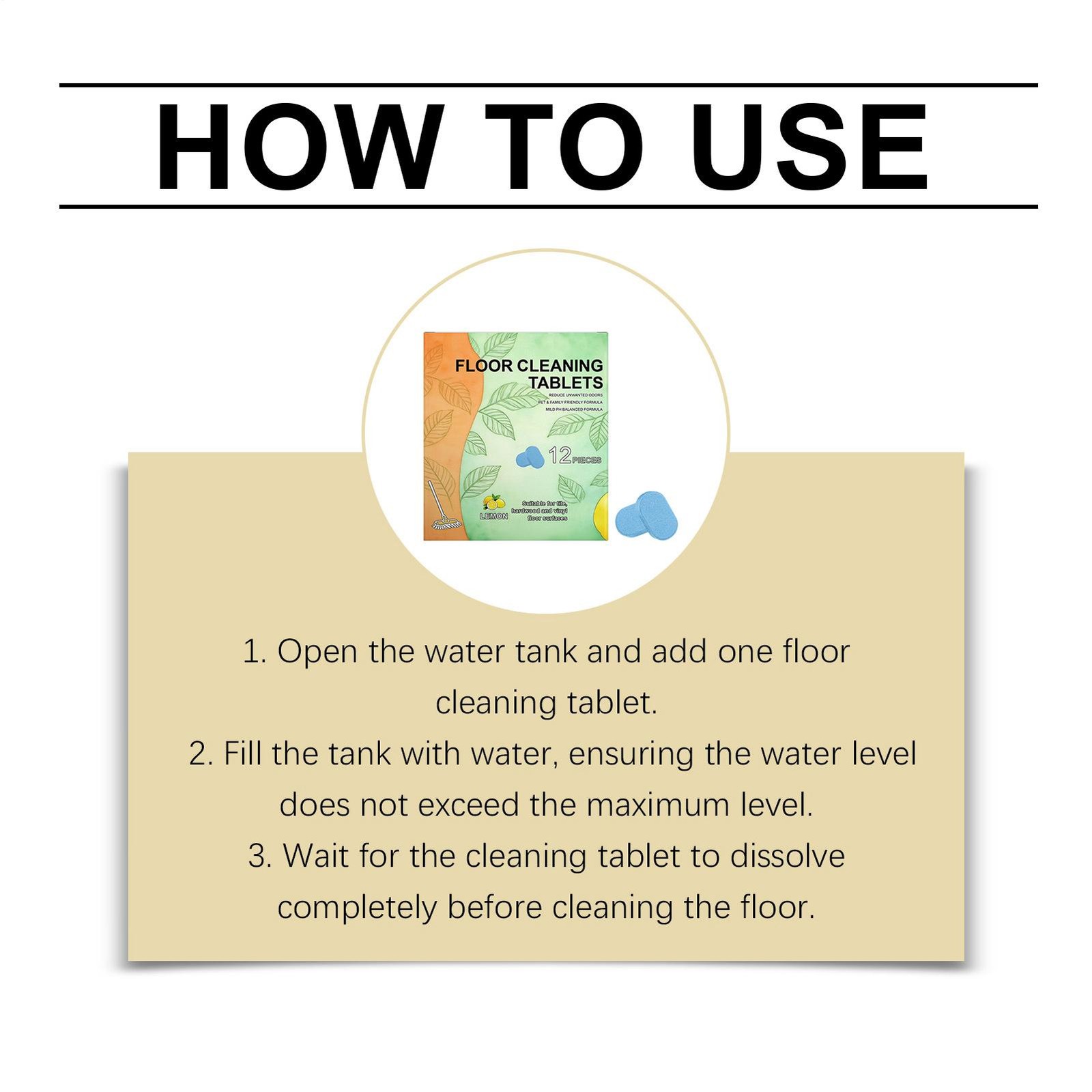 Floor Cleaner Tablets 12 Pieces Effective Mild Sheets Solution Stain Removal Age