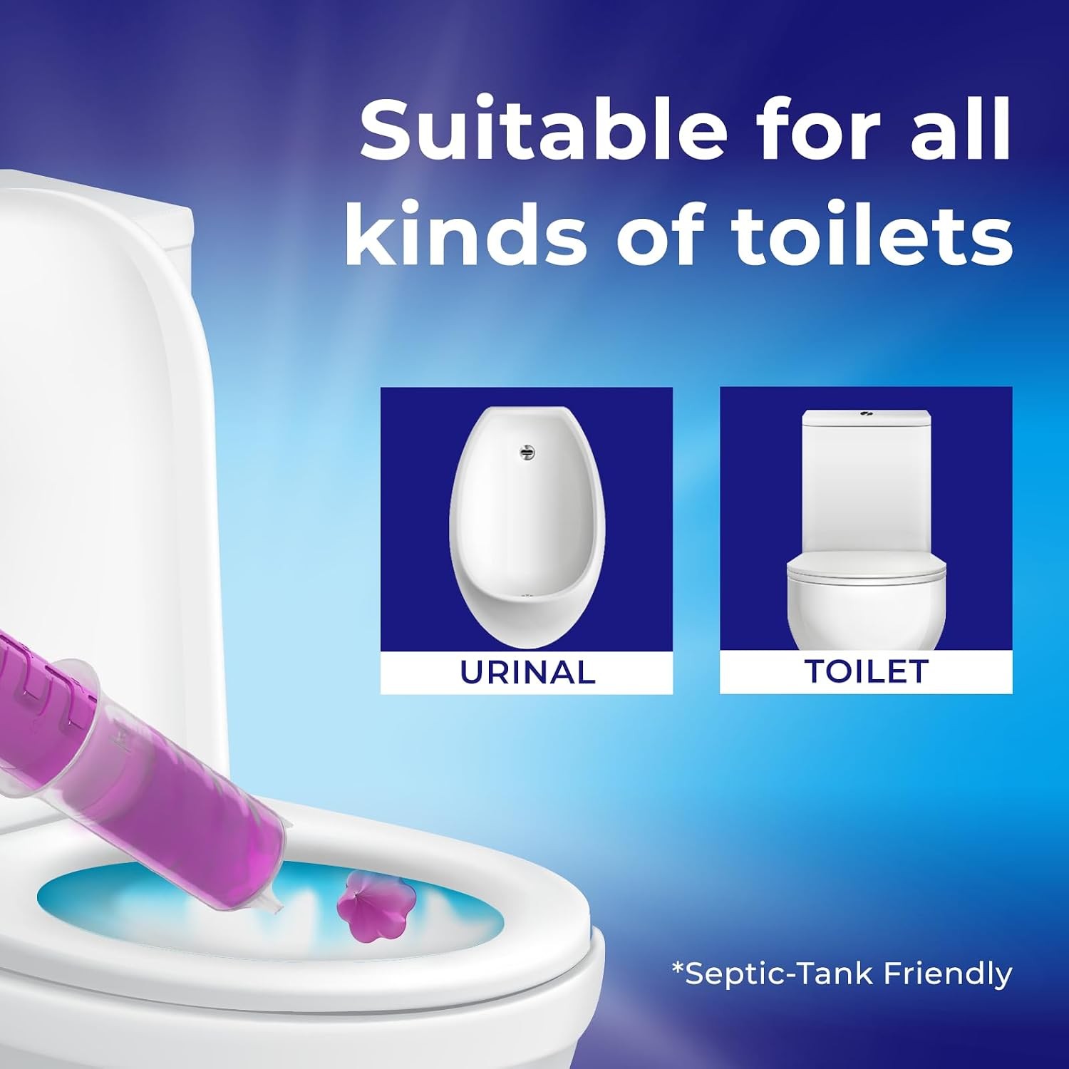Toilet Gel Stamp, 5 Pack (Total 40 Stamps, Up to 1-Year Supply) Toilet Bowl