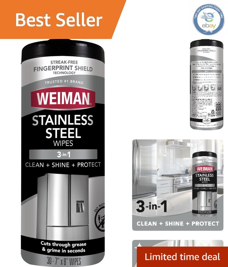 Stainless Steel Appliance Wipes – 30 Count for Dirt, Grime & Grease Removal
