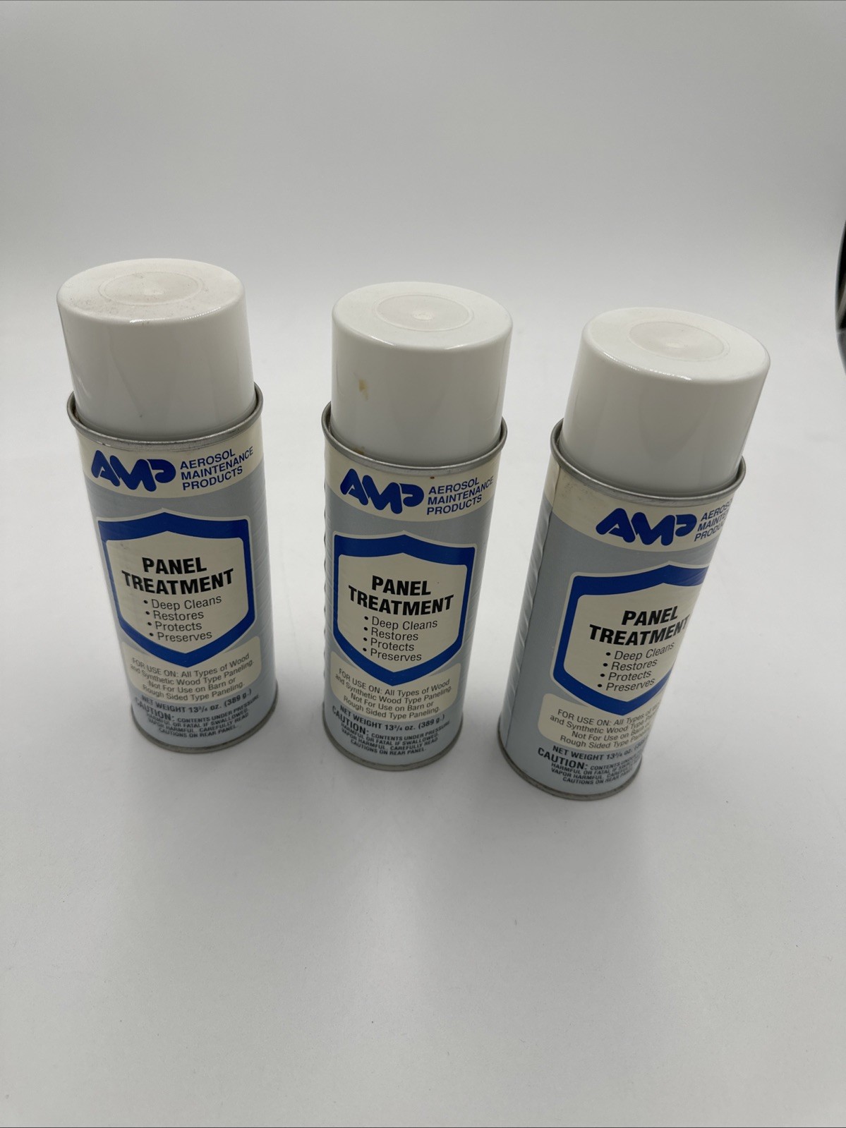Lot of 3 AMP Panel Treatment Aerosol Spray 13.5 oz Wood Surface Cleaner Restorer