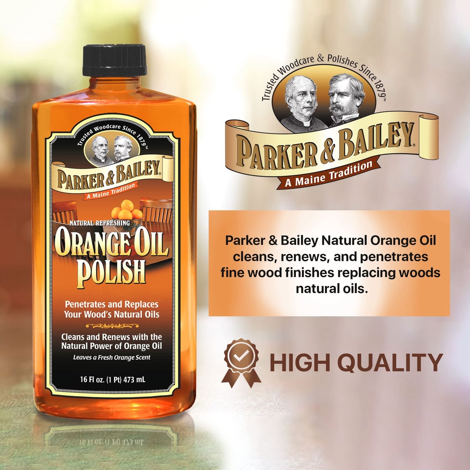 Parker Bailey Orange Oil Wood Cleaner and Polish 16 Fl Oz Natural Shine