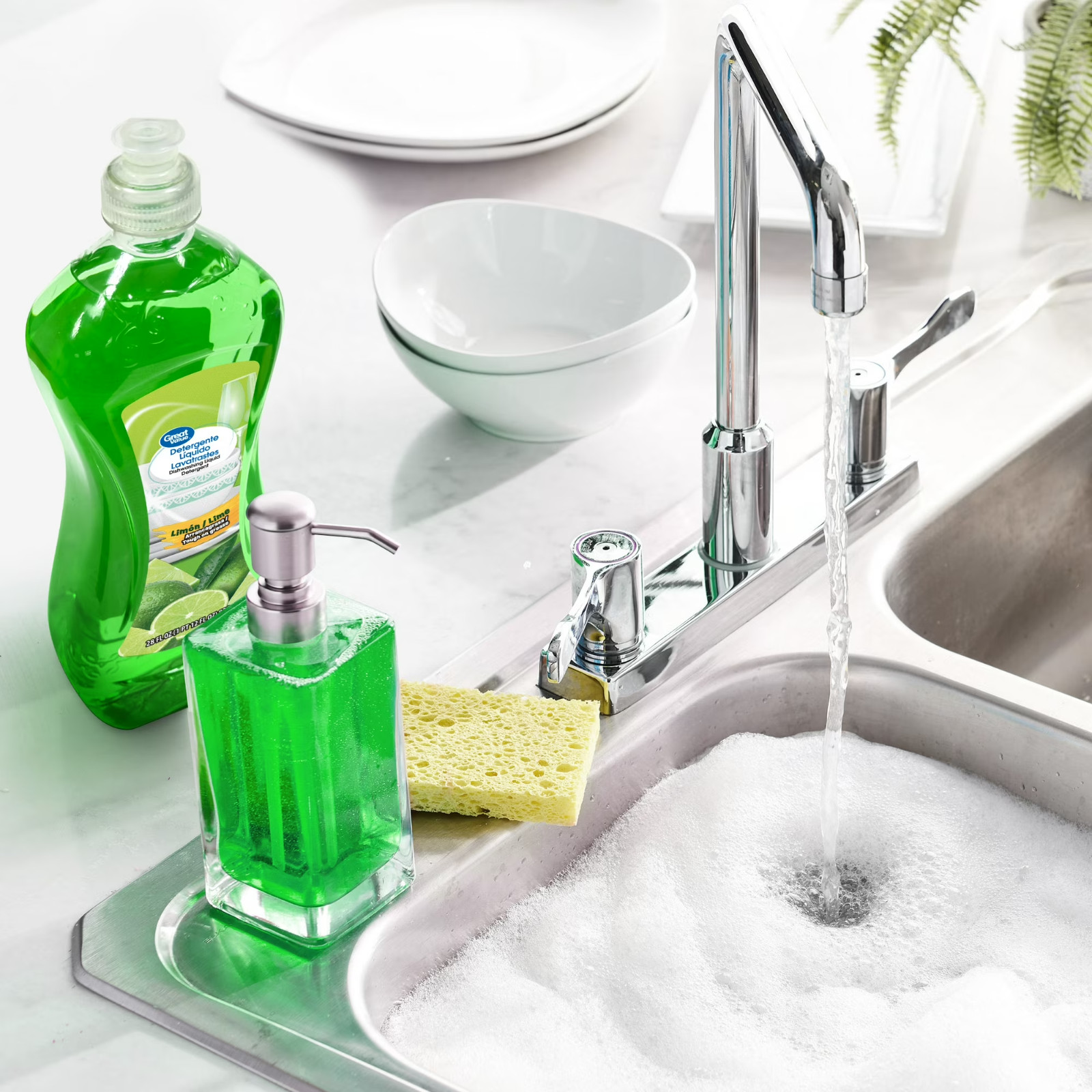 Great Value Dish Washing Liquid Detergent, Limon/Lime, 28 fl oz