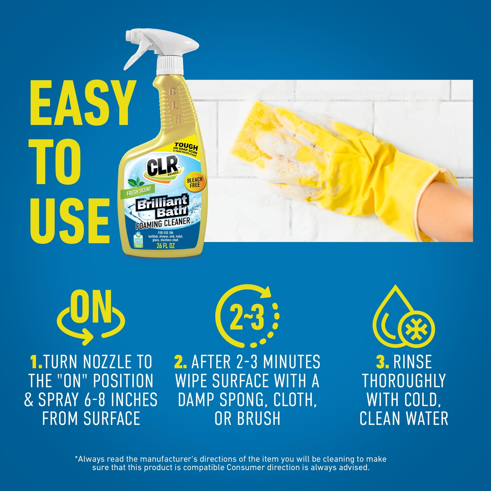 CLR Brilliant Bath Multi Surface Cleaner Pack of 4 26 Fl Oz Powerful Clean