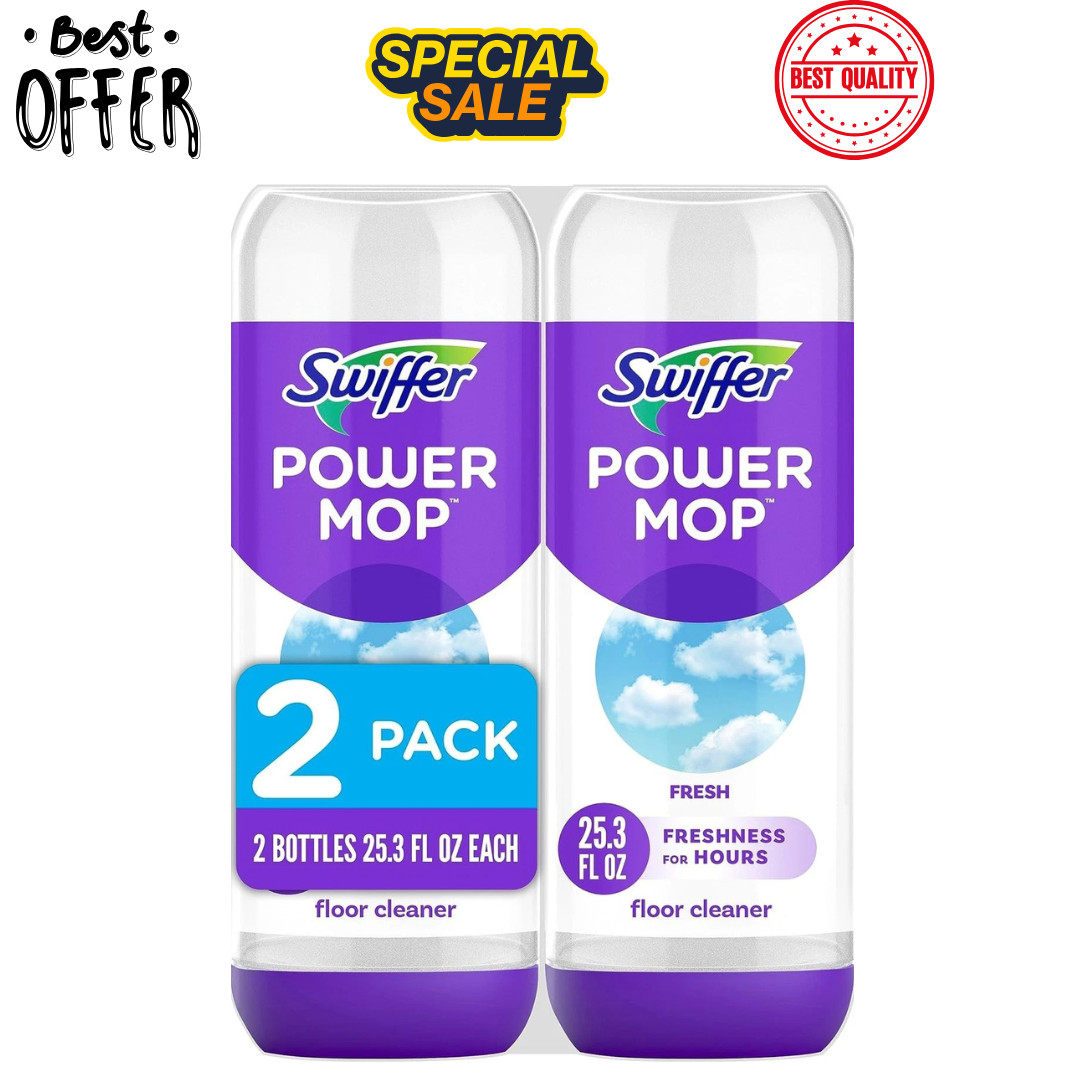 Swiffer Power Mop Floor Cleaning Solution Fresh Scent Floor Cleaner,25.3 oz, 2x.