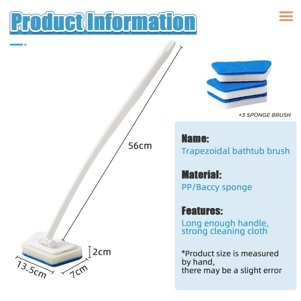 3pc Bathroom Long Handle Brush Wall Floor Scrub Bath Shower Tile Cleaning Tool
