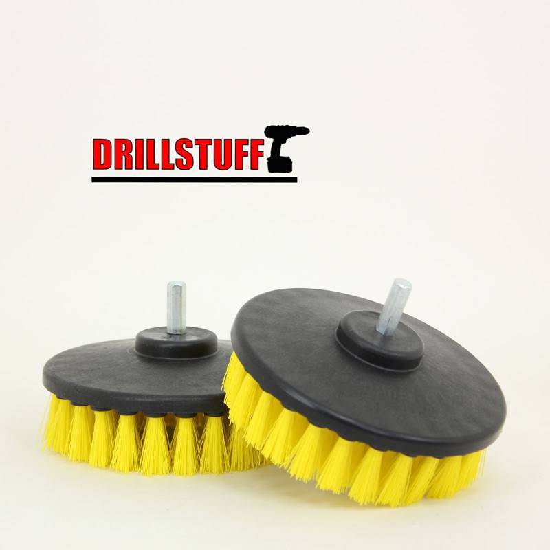 2 Pcs Carpet Brush with Drill Attachment, Medium Duty, Yellow