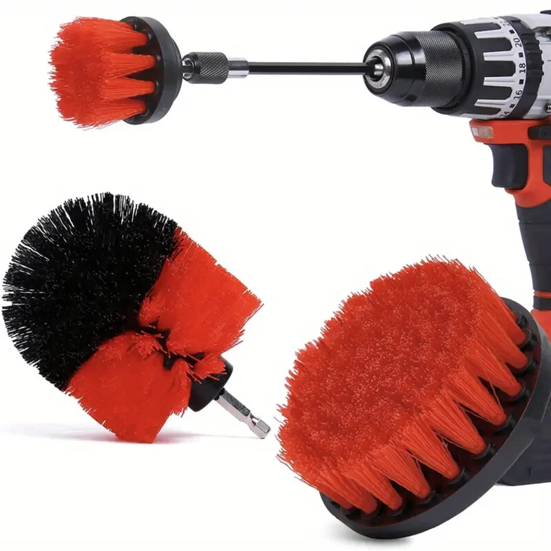 Red Bristle Medium Stiffness Drill Brush Set 3 pack – Ships from USA