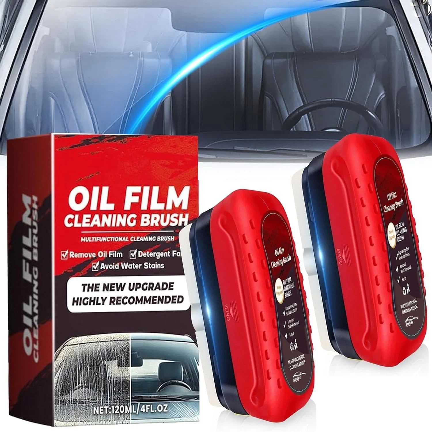 2x 120ML Automotive Oil Film Cleaning Brush Clear Vision Glass Cleaner for Car