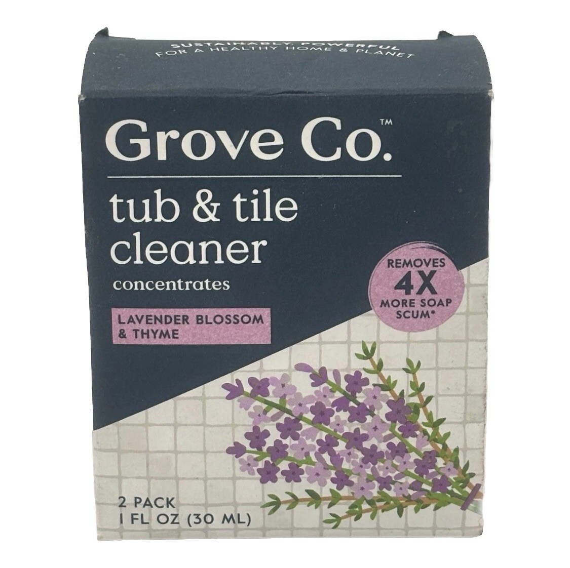 Grove Co. Tub & Tile Cleaning Concentrate – Lavender Blossom & Thyme- 2pk/2fl oz