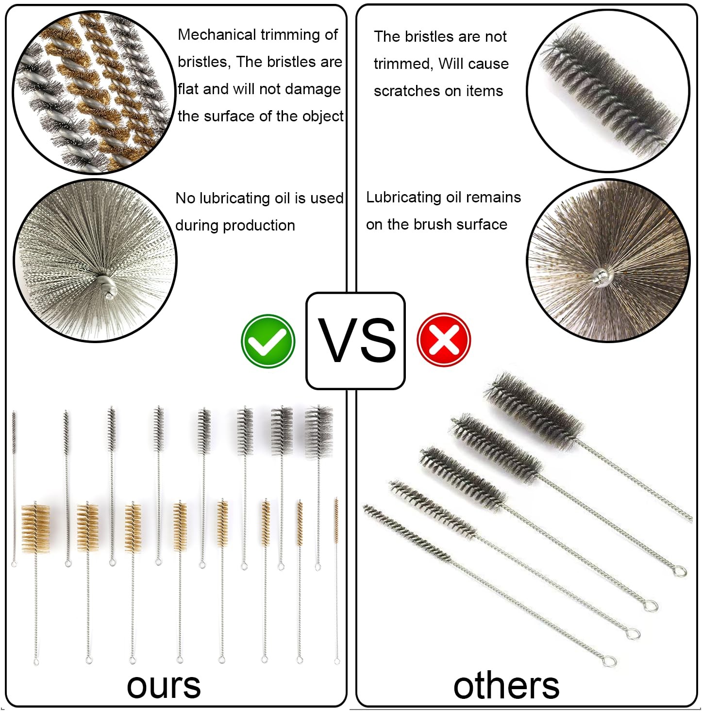 12 Inch Pipe Cleaning Brush Set with Stainless Steel Bristles, Tube Bottle Br…