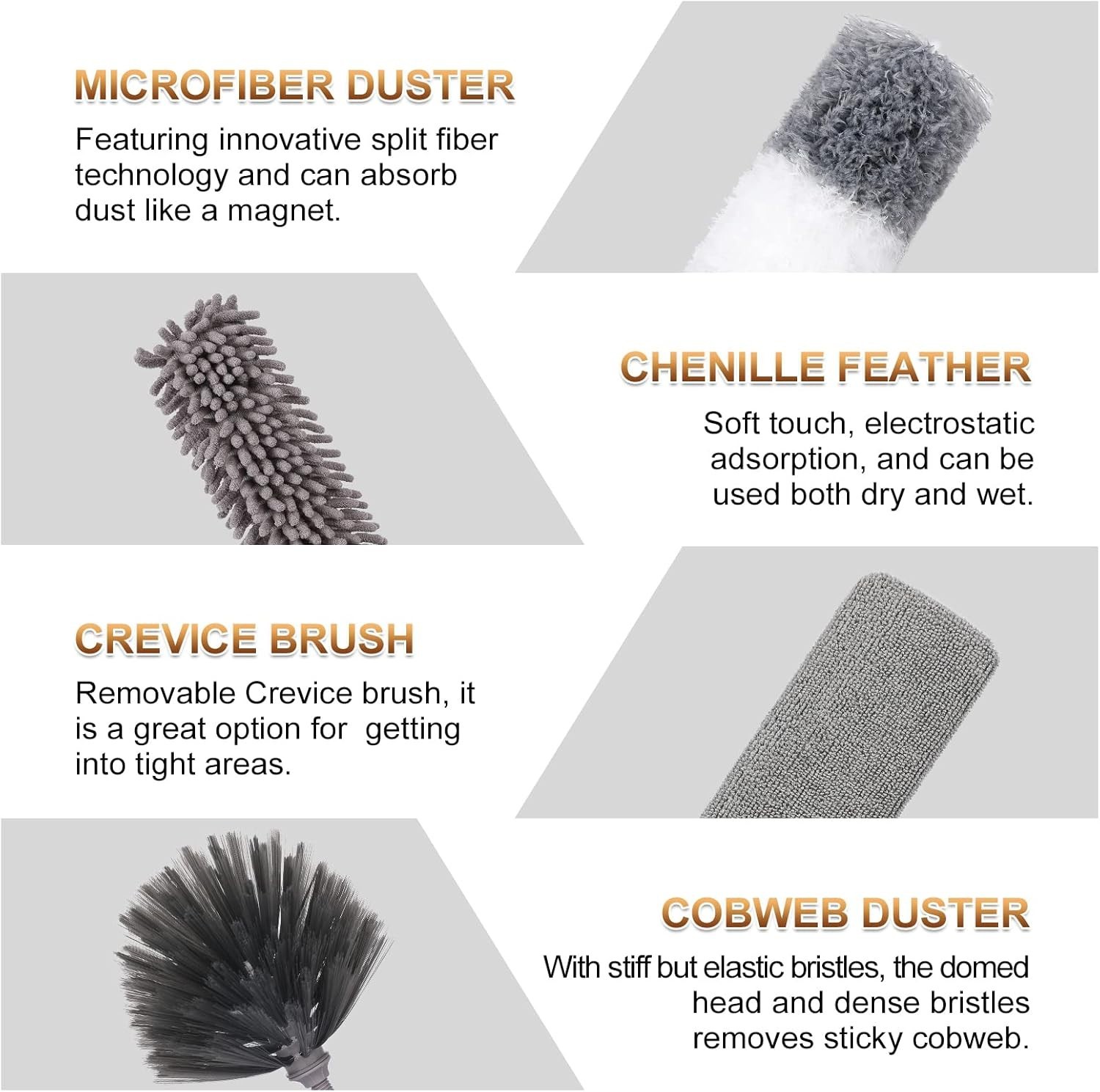 9PCS Extendable Microfiber Duster Kit – 30 to 100 Inches for Effortless Cleaning