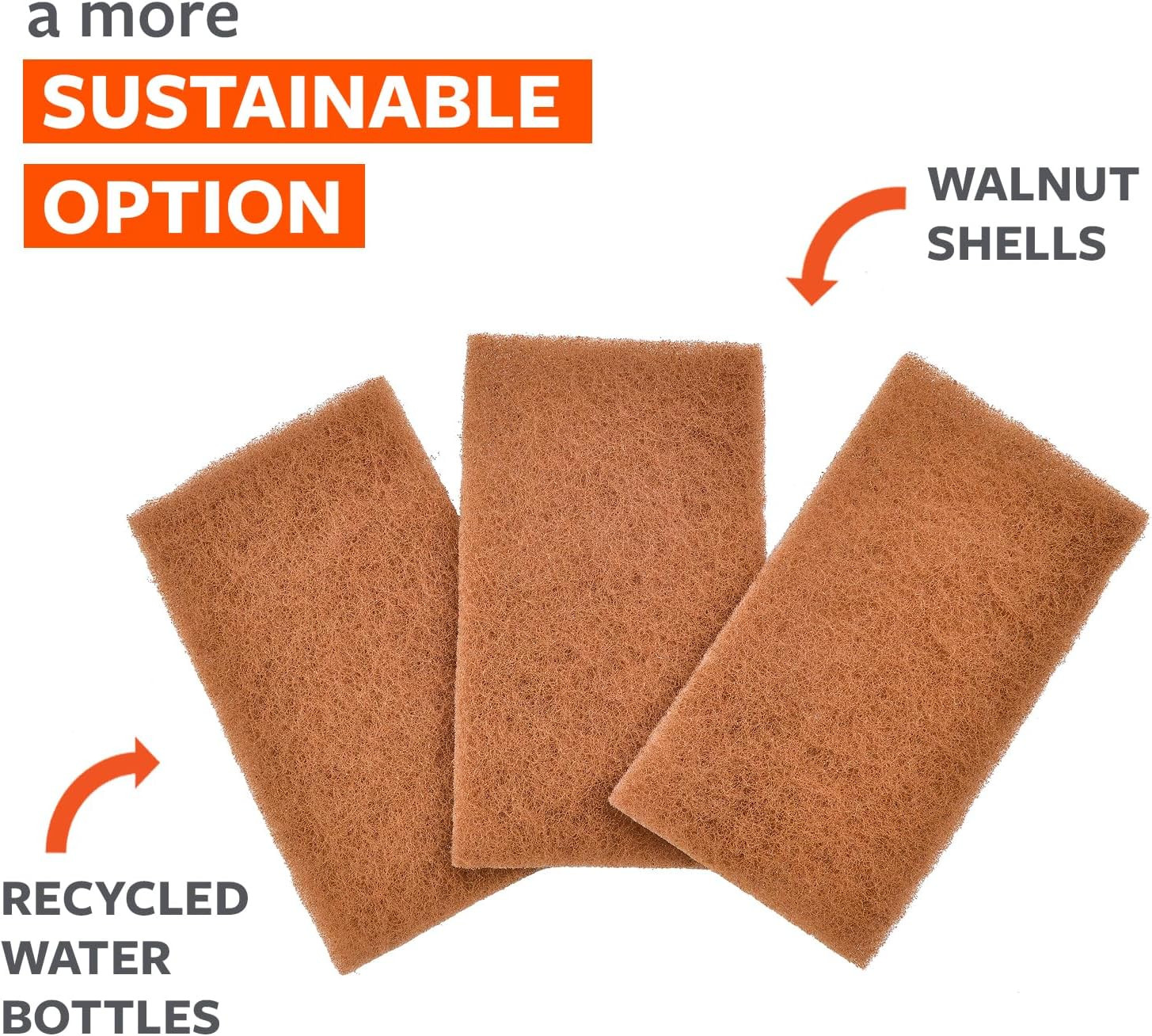 Full Circle Neat Nut – Walnut Scour Pads, Pack of 3 – Dual-Sided Non-Scratch Dis