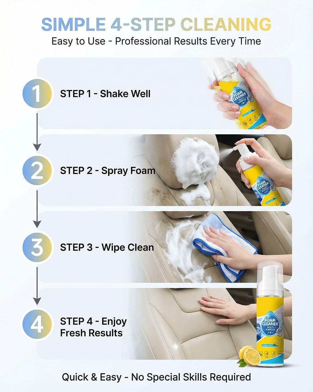 150ml Auto Go Foam Cleaner – Deep Cleaning Foam For Car Interior, Kitchen GreaCW