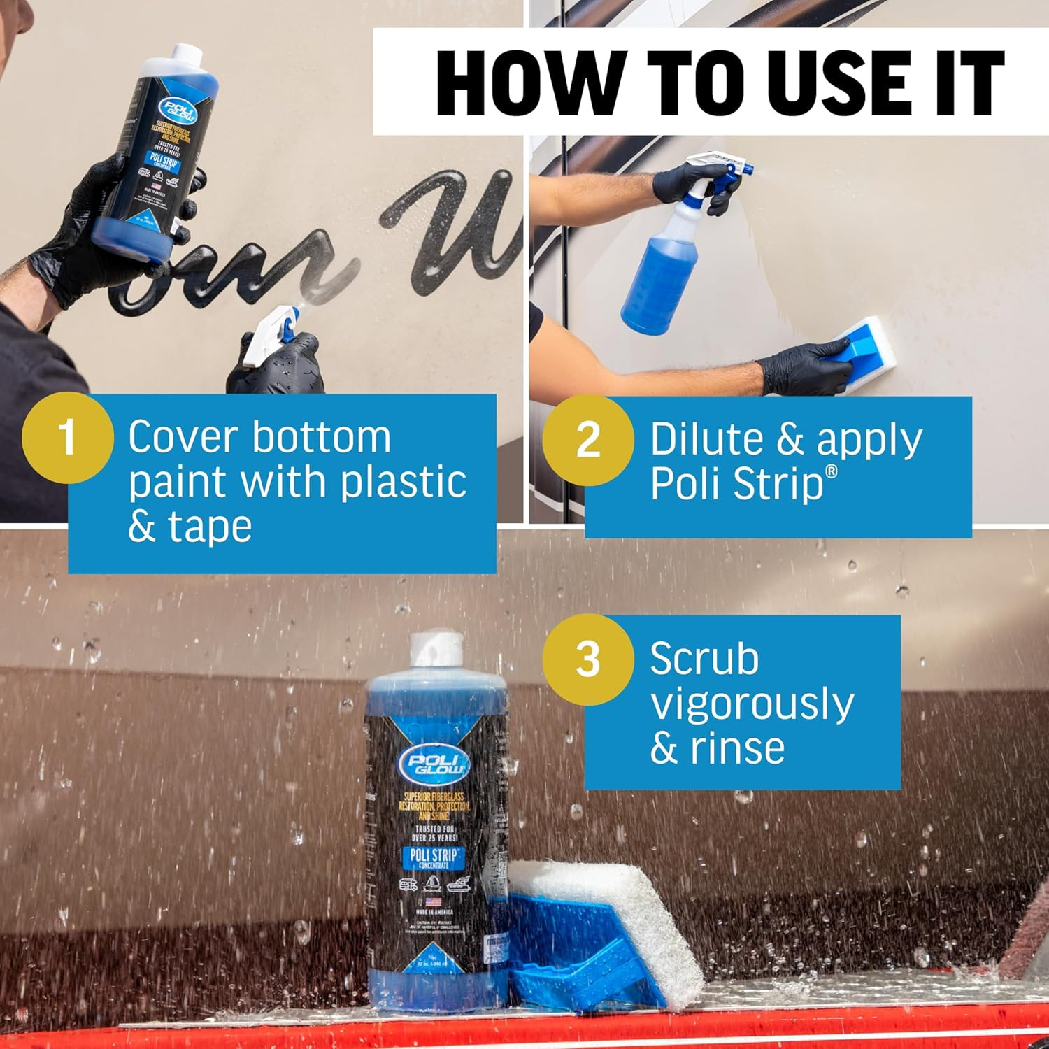 Proprietary Formula Poli Strip® Concentrated Boat and RV Stripper & Degreaser –