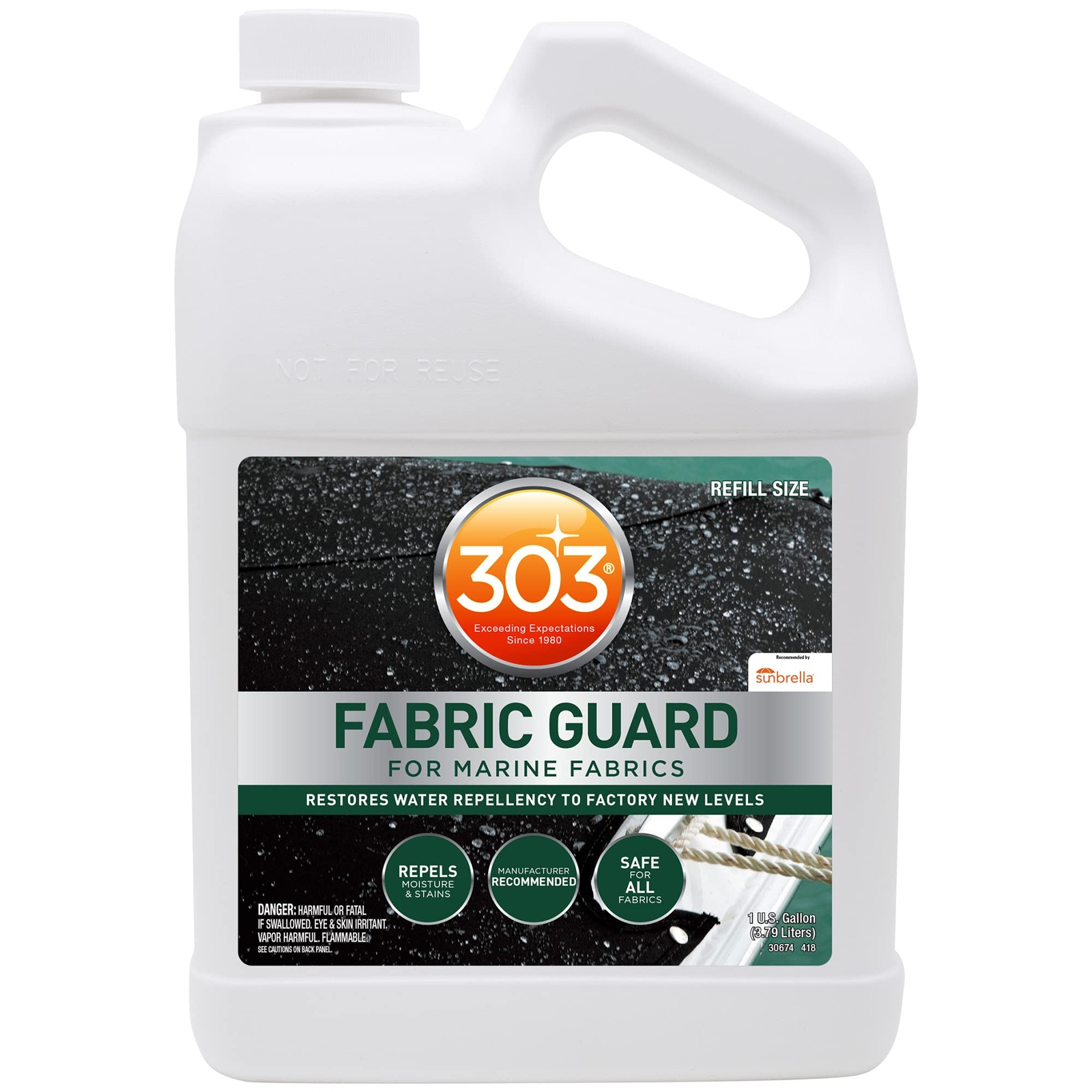 303 Marine Fabric Guard 128 Oz Water Repellent Protectant for All Fabrics