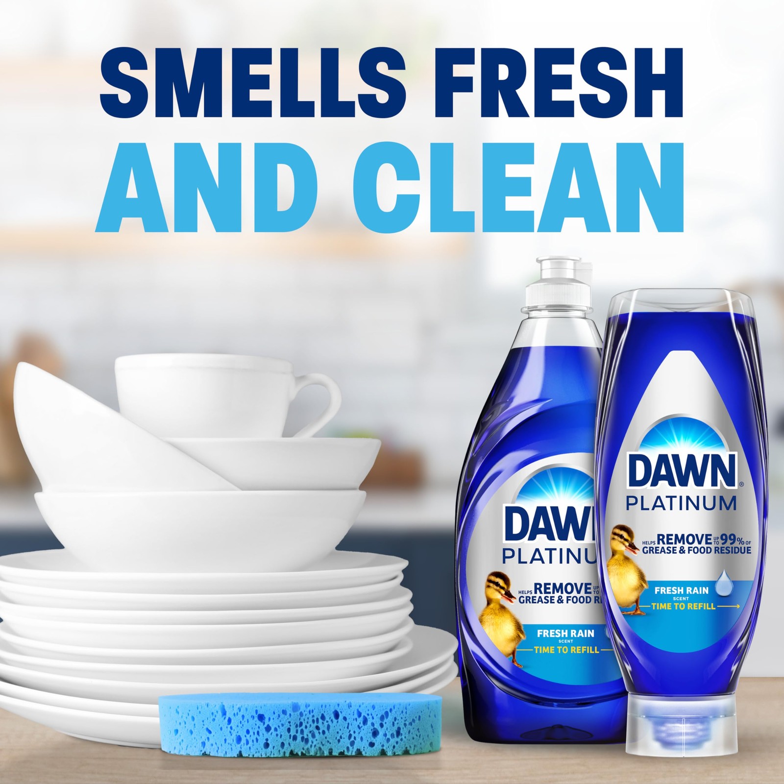 Dawn Platinum EZ-Squeeze Dish Soap, Dishwashing Liquid, Fresh Rain