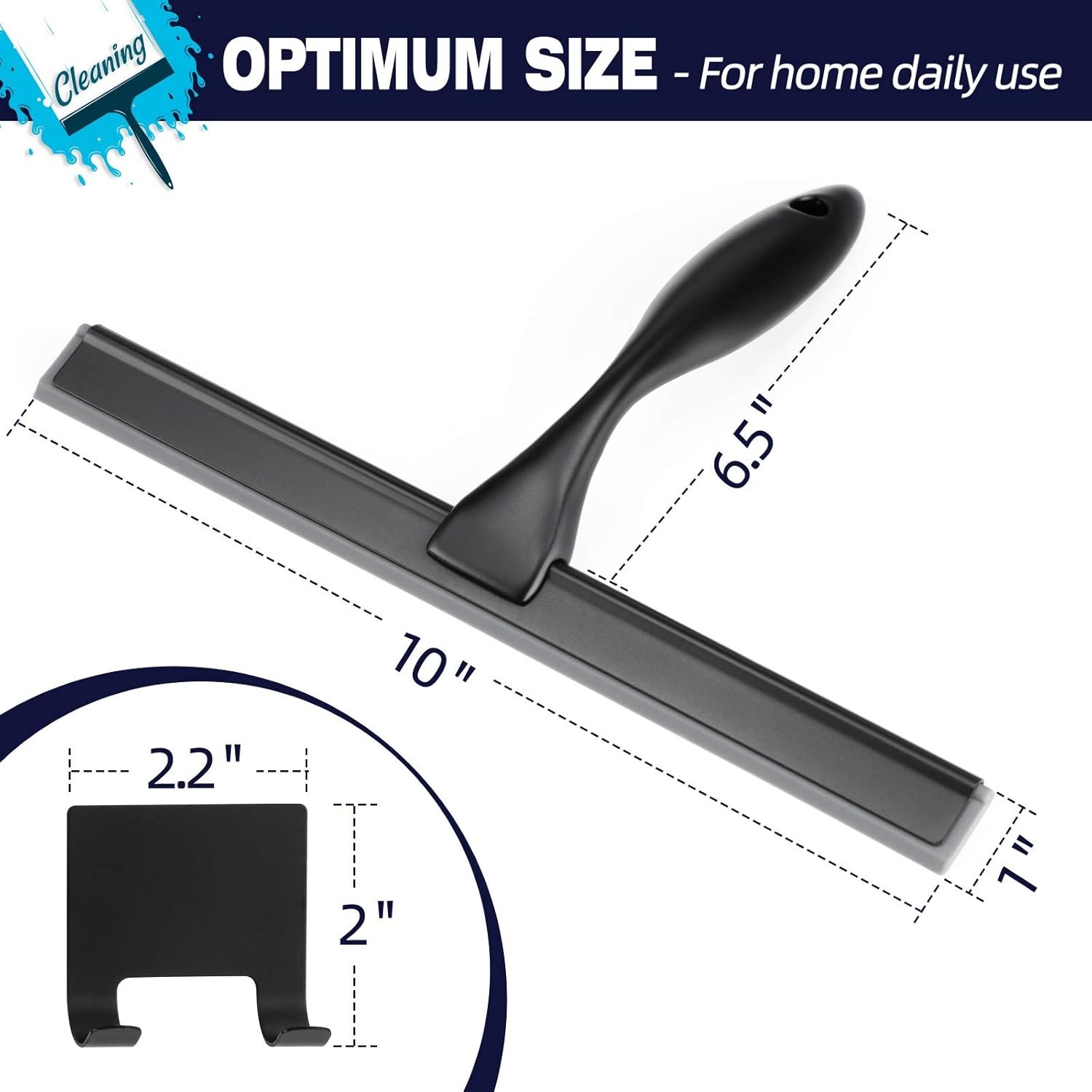 10 Inch Stainless Shower Squeegee Matte Black Water Wiper
