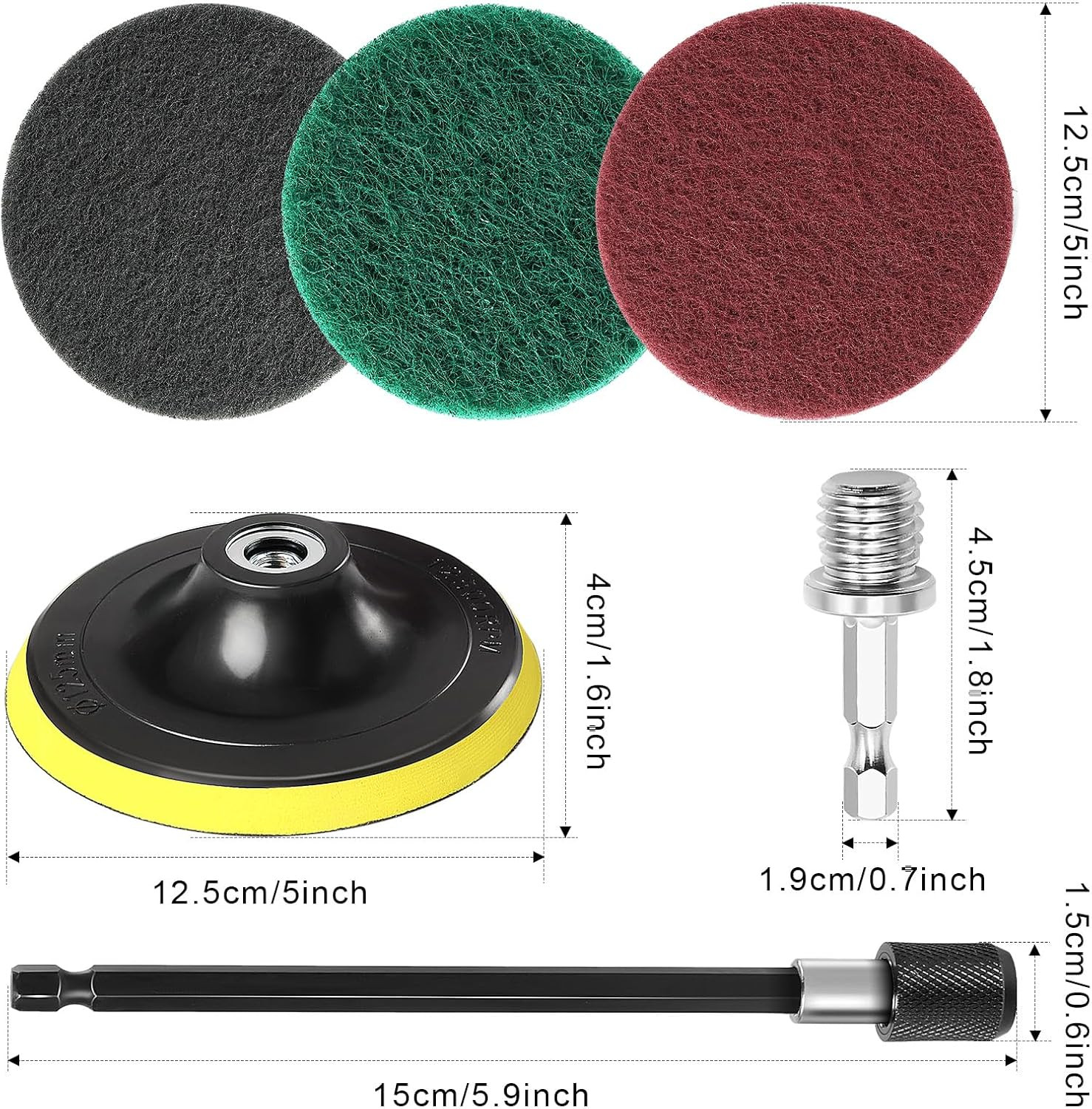 Power Scrub Pads Drill Attachment, 15 Pieces 5 Inch Headlight Restoration Kit C