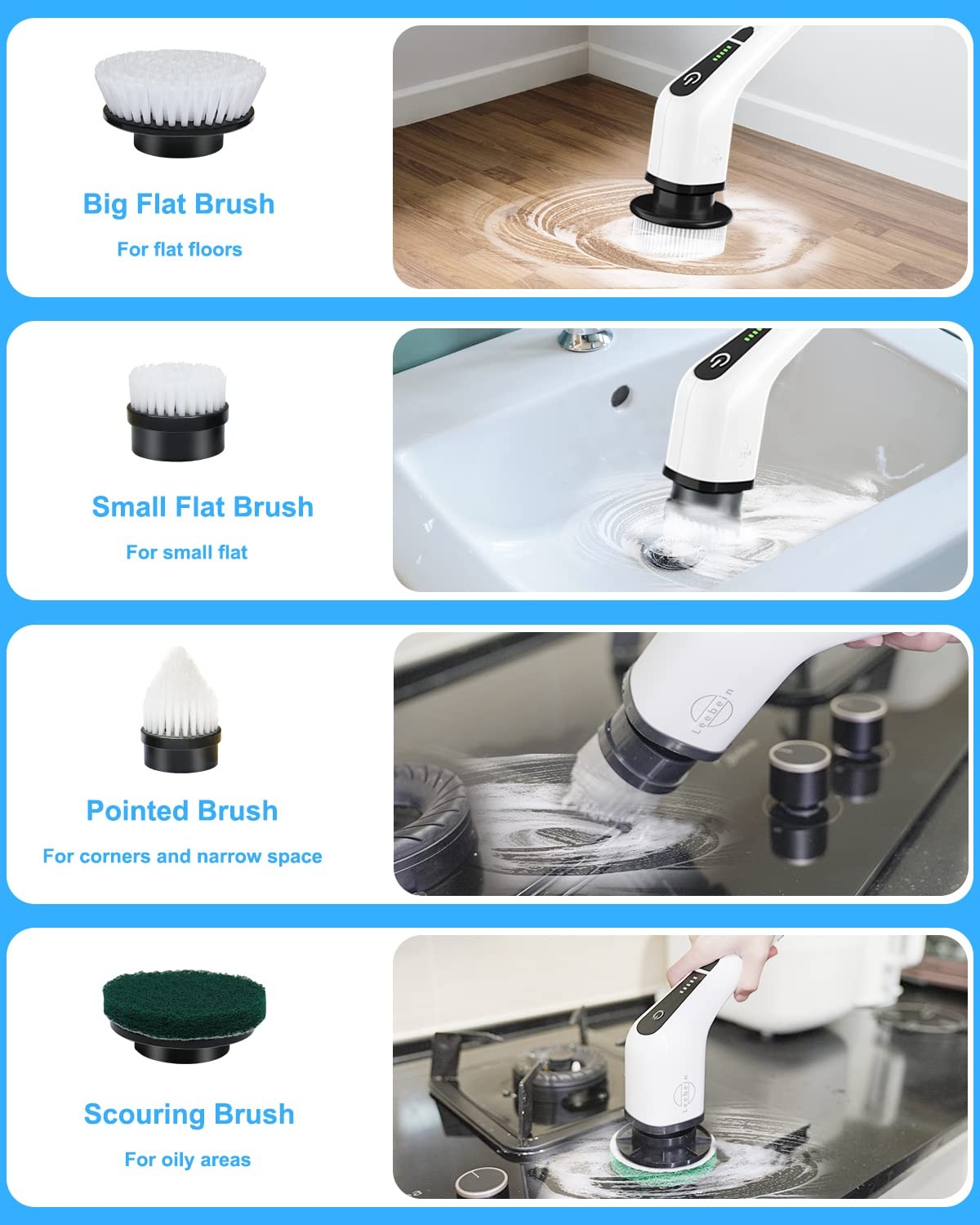 Electric Spin Scrubber, Cordless Cleaning Brush with 8 Replaceable Brush Head…