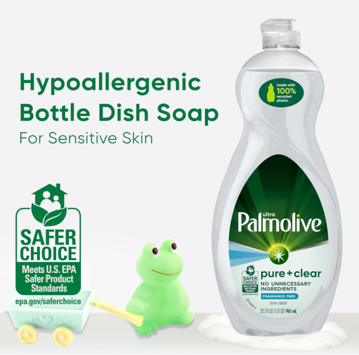Palmolive Ultra Dishwashing Liquid Dish Soap, Pure + Clear Fragrance Free – 32.5