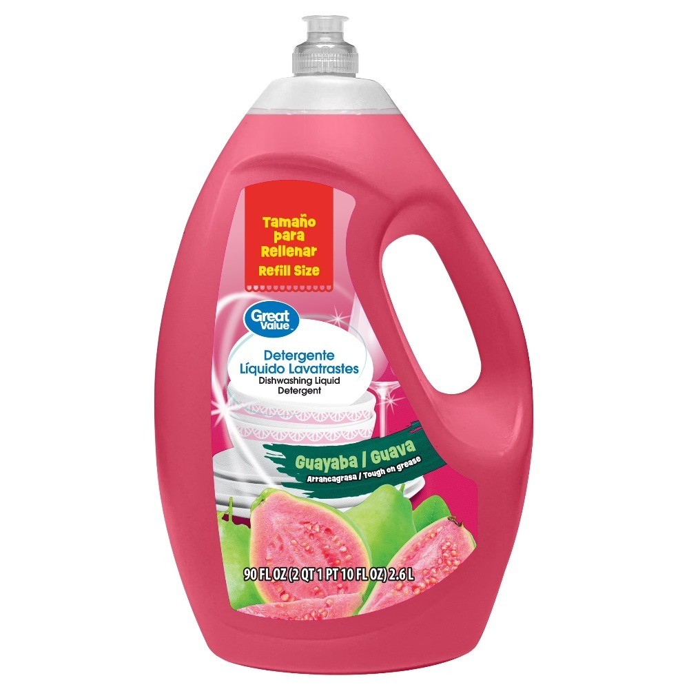 Guava Scent Dishwashing Liquid Detergent, 90 fl oz Bottle, Concentrated Formula