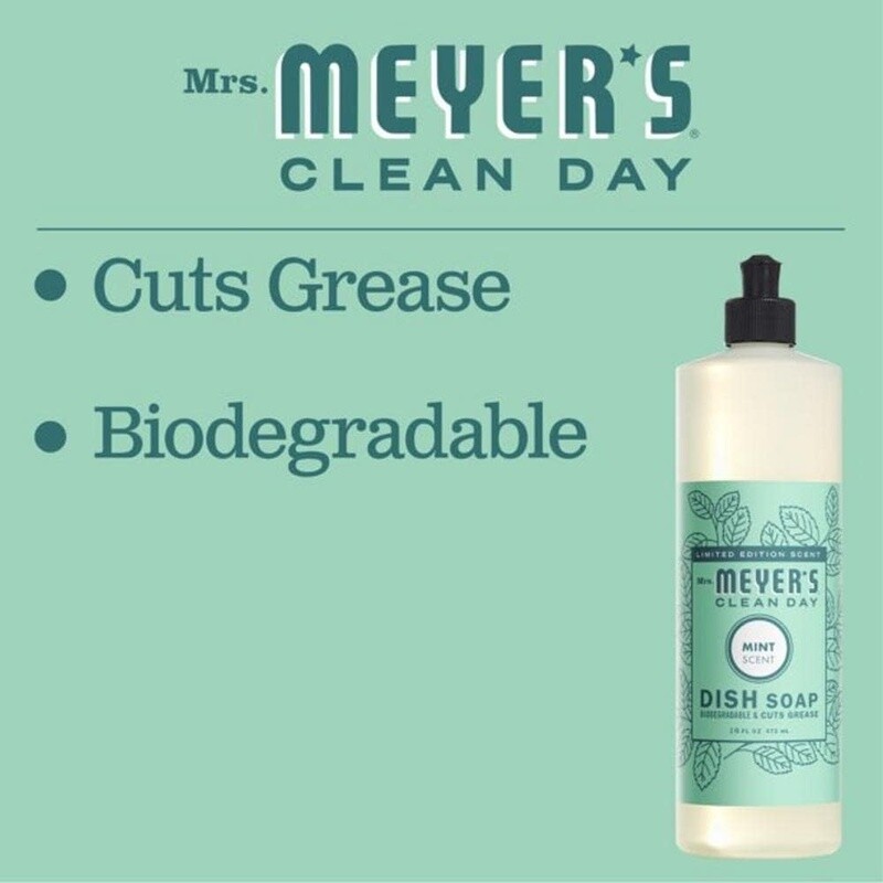 Biodegradable Dish Soap Liquid Mint Fresh Scent Grease Cutter Cruelty Free 16oz