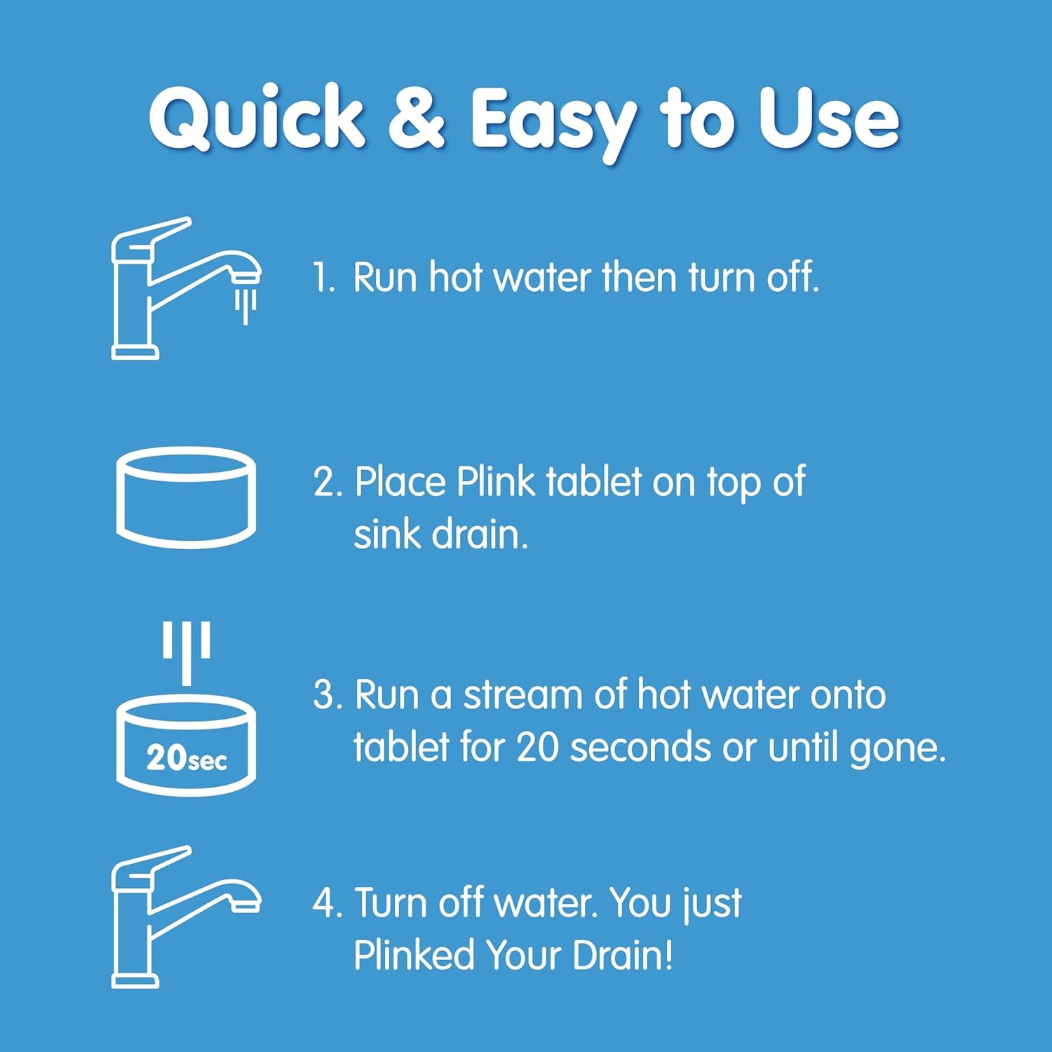 Plink Fizzy Drain Cleaner Freshener Tablets Deodorizer Stops Clogs Odors Sink