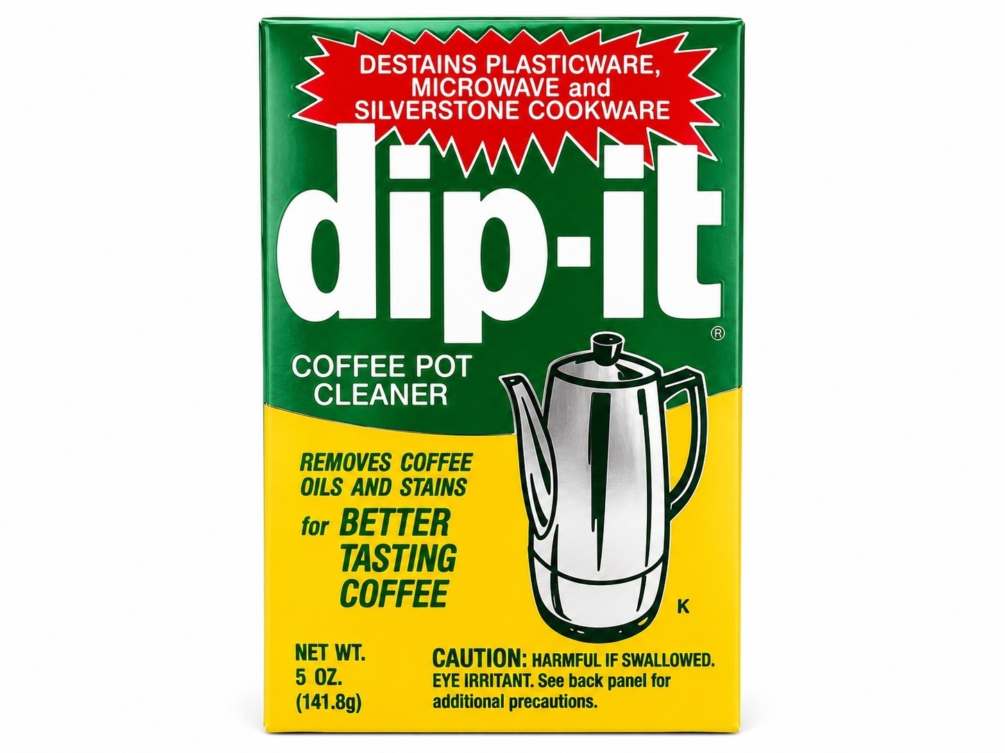 Dip-It Coffee Pot Cleaner & Destainer, Powder, 5oz – (1) BOX- Old Stock Sealed
