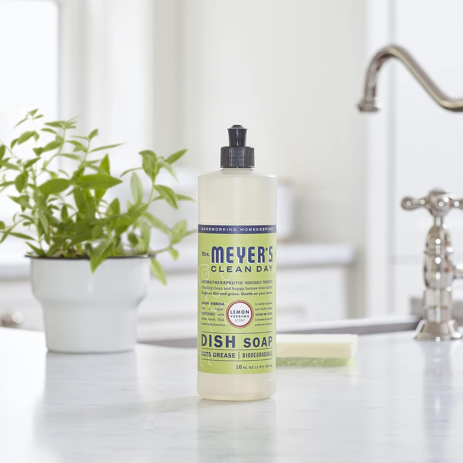MRS. MEYER’S CLEAN DAY Liquid Dish Soap, Biodegradable Formula, Lemon Verbena, 1