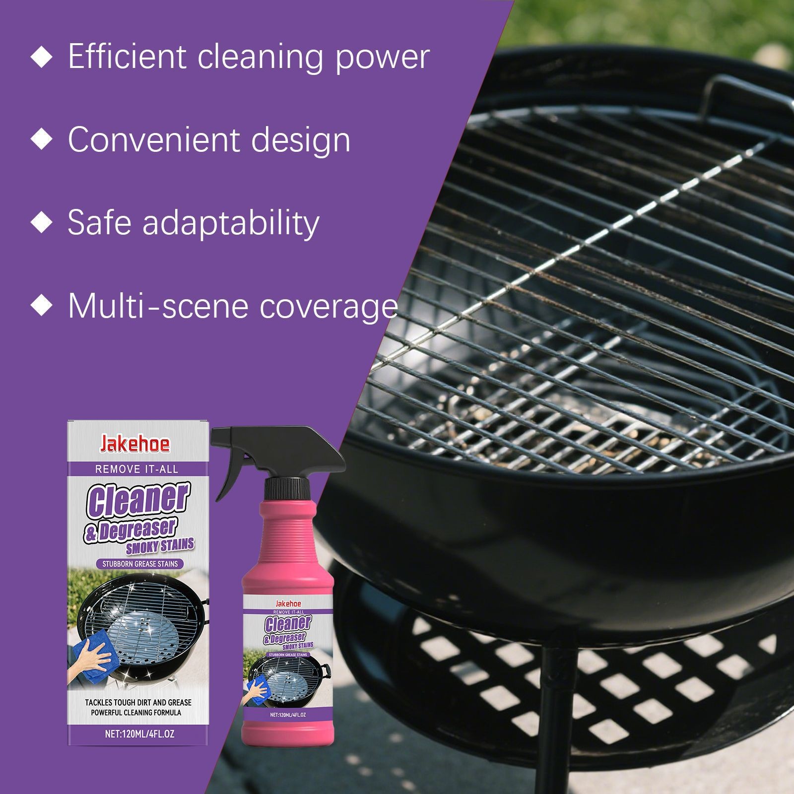 Heavy Duty Grill Degreaser Spray, Fast-Acting BBQ Cleaner for Outdoor Grills