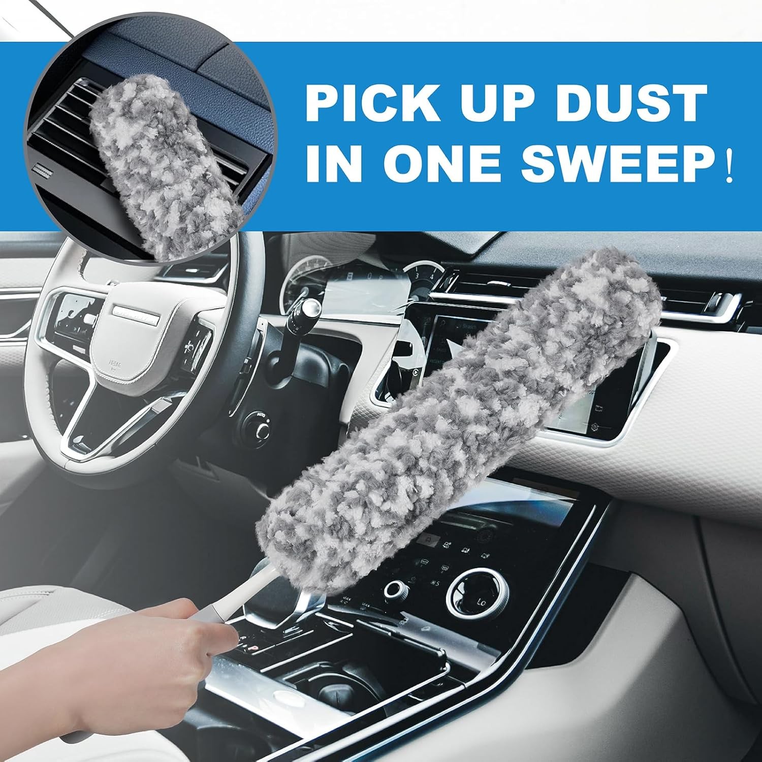 12″ Microfiber Car Duster – Soft Interior Detail Brush Dash Seats Vents &