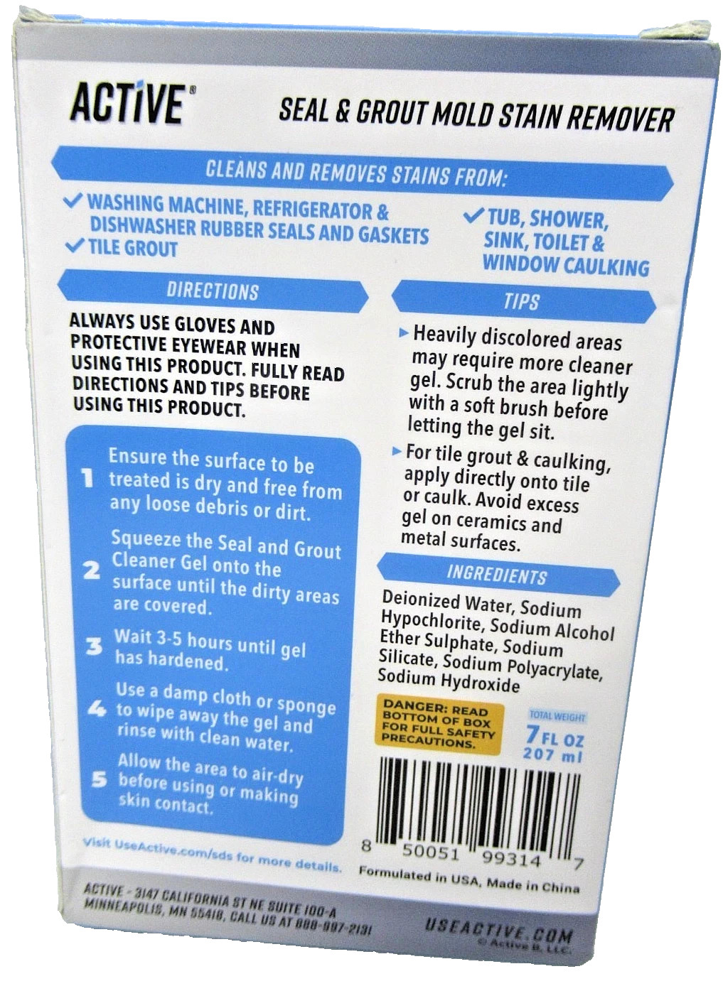 (2 PACK SET) Active Seal & Grout Mold Stain Remover, 7fl oz