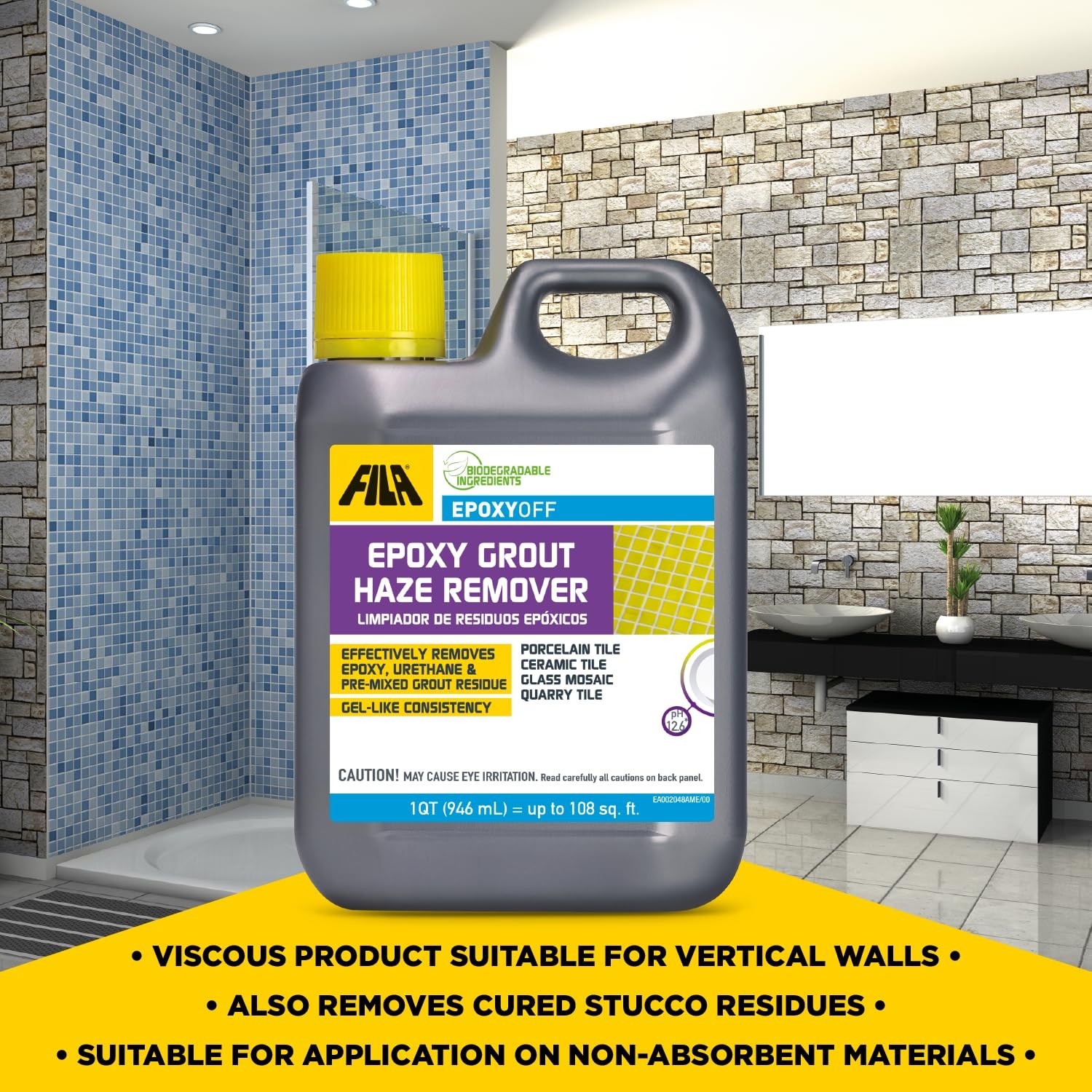 Epoxy Grout Haze Remover – Removes Residue from Vertical Surfaces, 1 QT