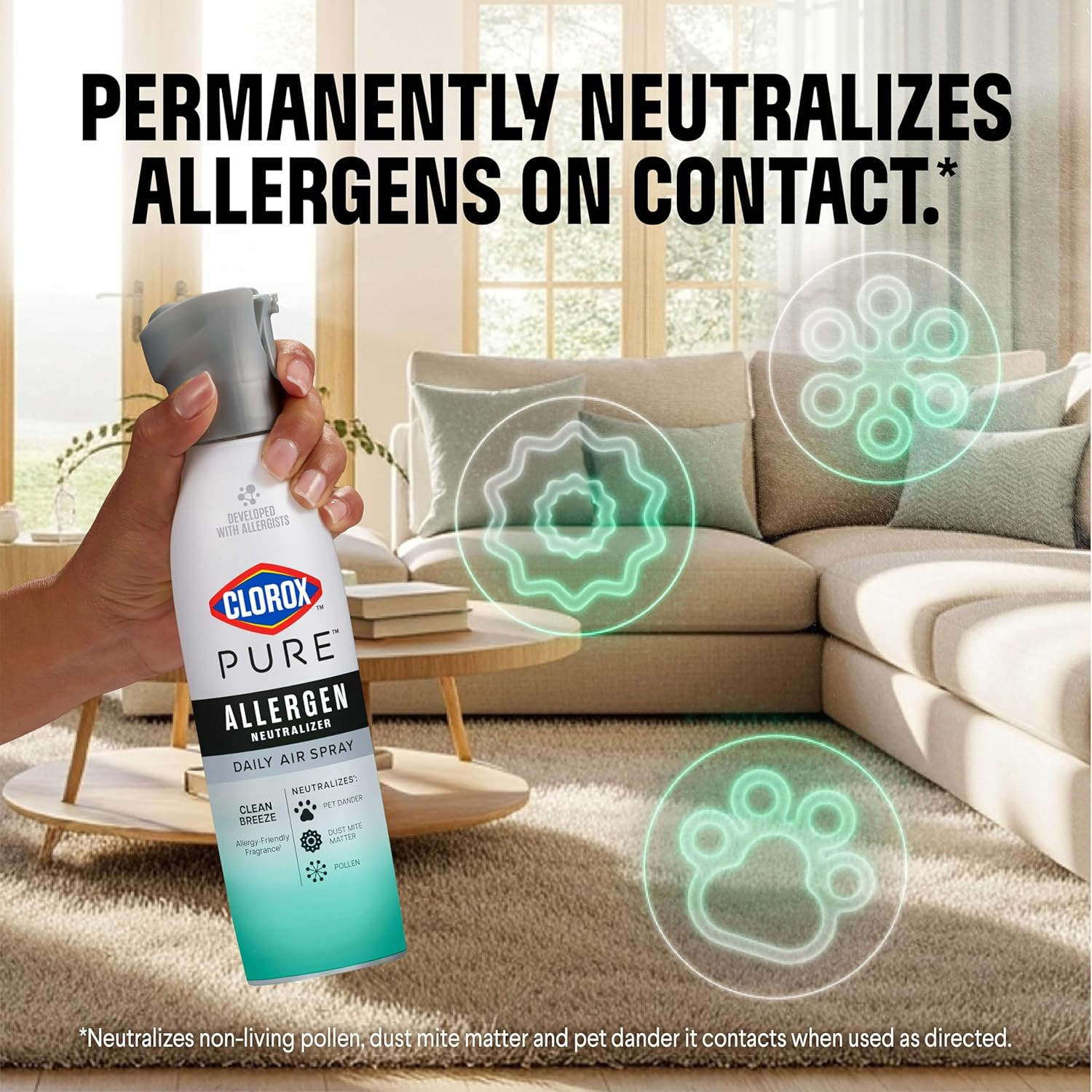 PURE Allergen Neutralizer Daily Air Spray, Clean Breeze, 8 Ounces