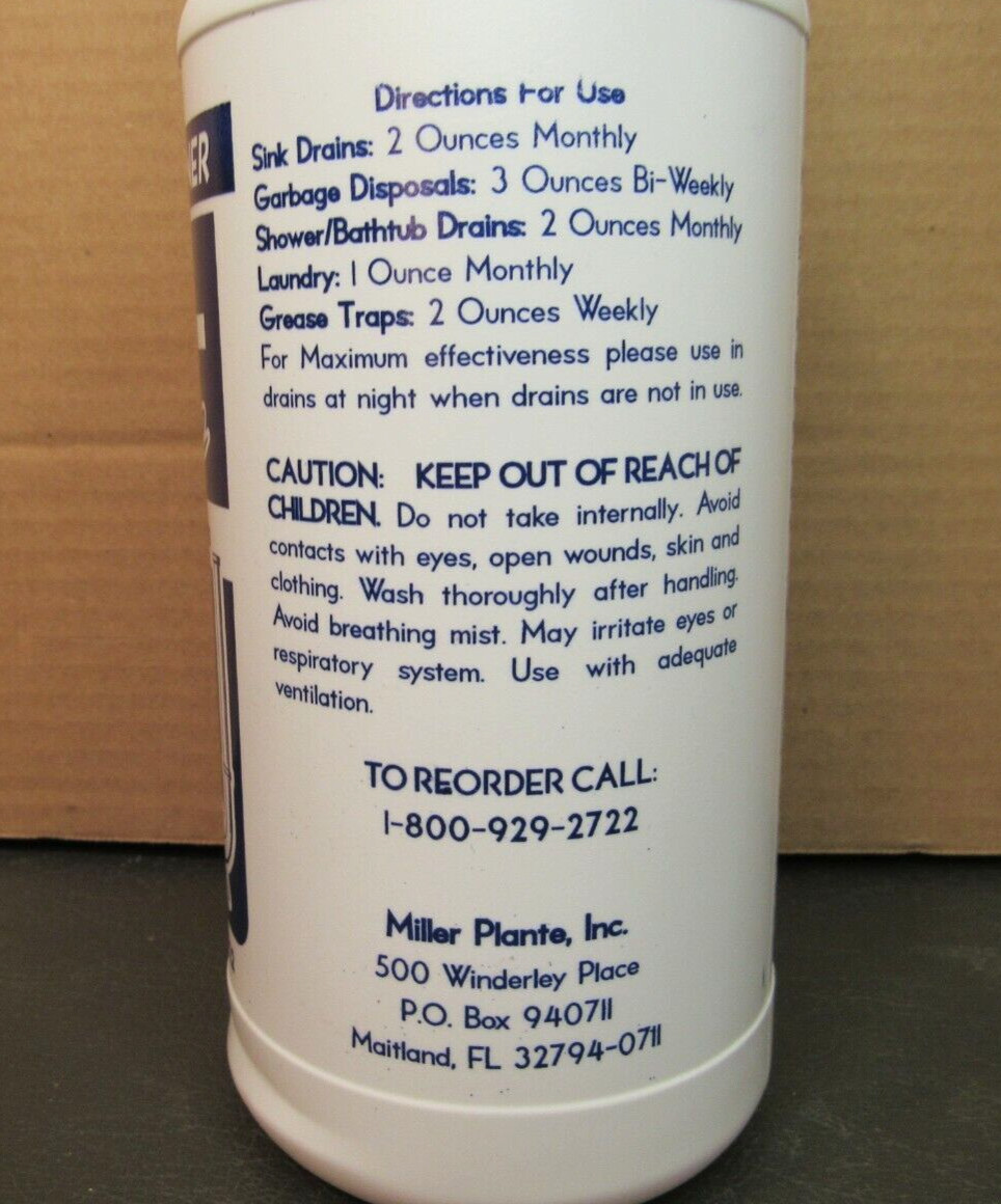 New All Natural ENZA-CLENE Drain Opener Cleaner 1 Quart Environmentally Safe NOS