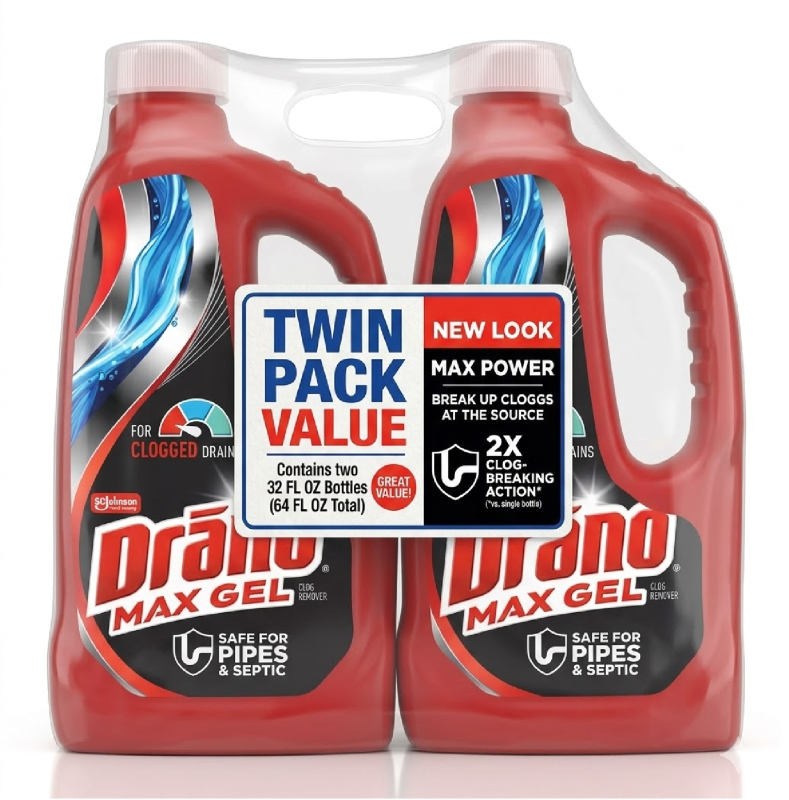 Drano Max Gel Drain Clog Remover, 160 Ounces, 2 Count
