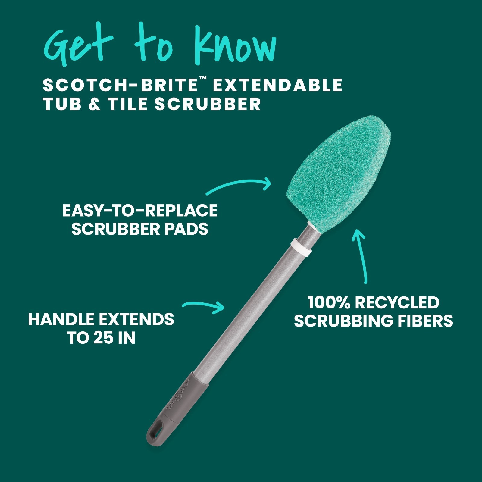 Scotch-Brite Shower Scrubber Poly Fiber Stiff Tile Grout Brush Tub Bathroom New