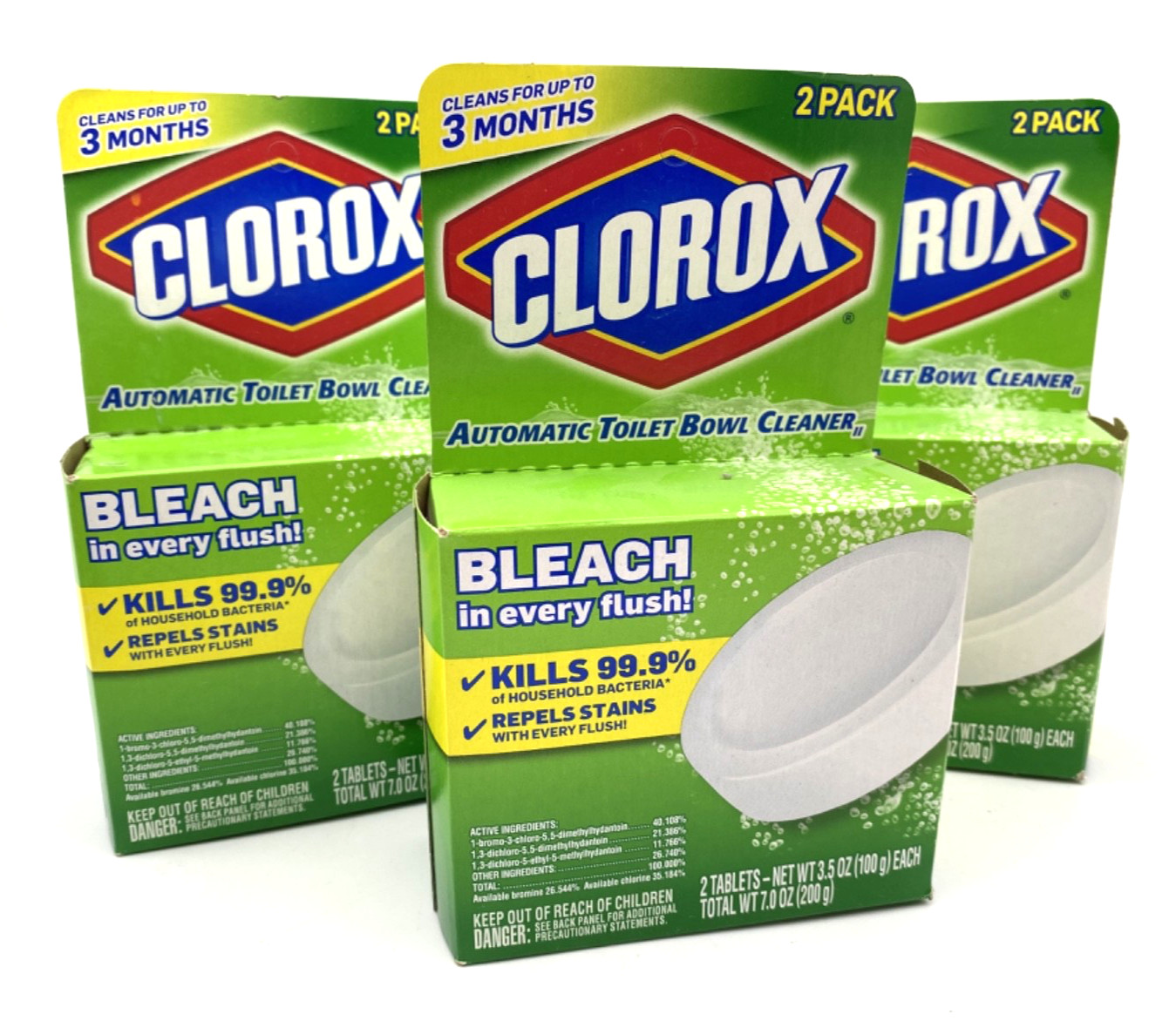 3 x Clorox Automatic Toilet Bowl Cleaner Tablets 2 Pack Tough Stain Repellent