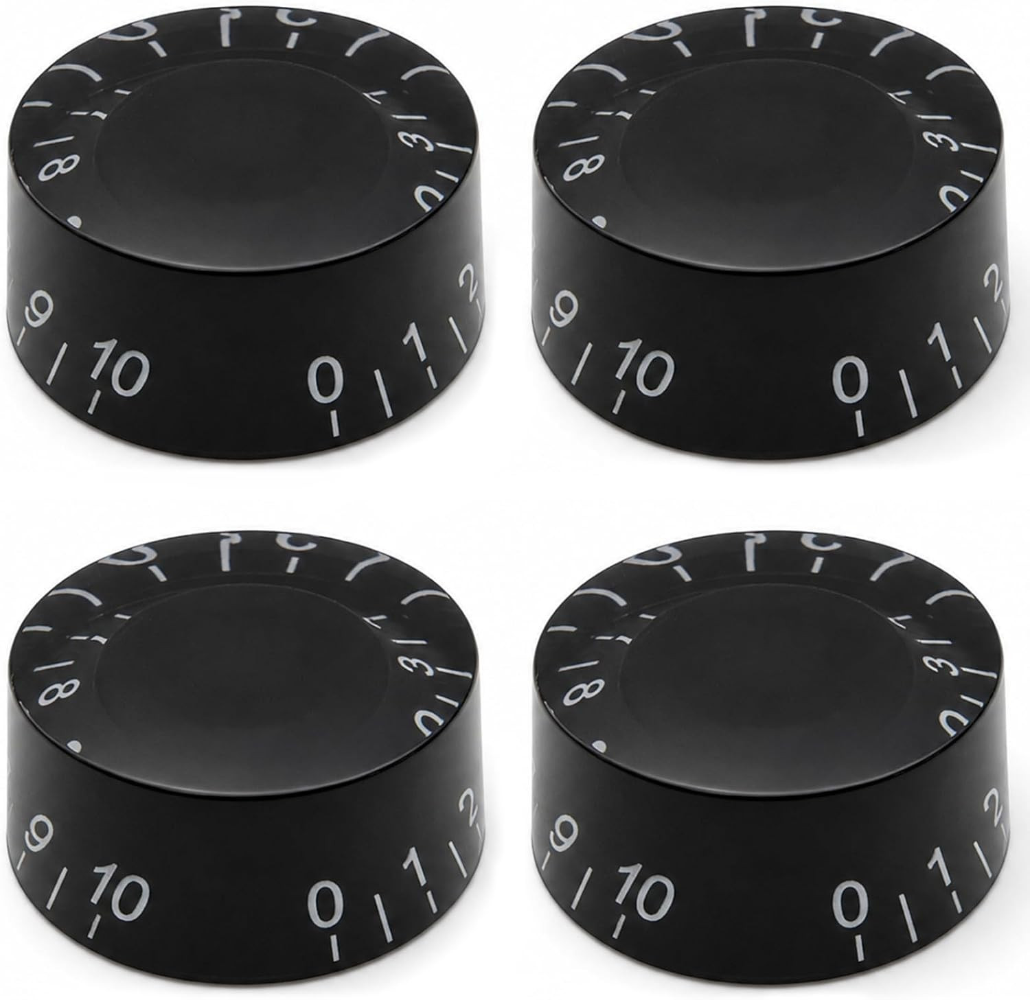4-Pcs (18-Spline) Black LP Electric Guitar Knobs and Guitar Bass Speed Volume To