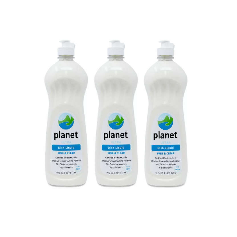 Planet Ultra Dishwashing Liquid Free & Clear 19 oz Pack of 3