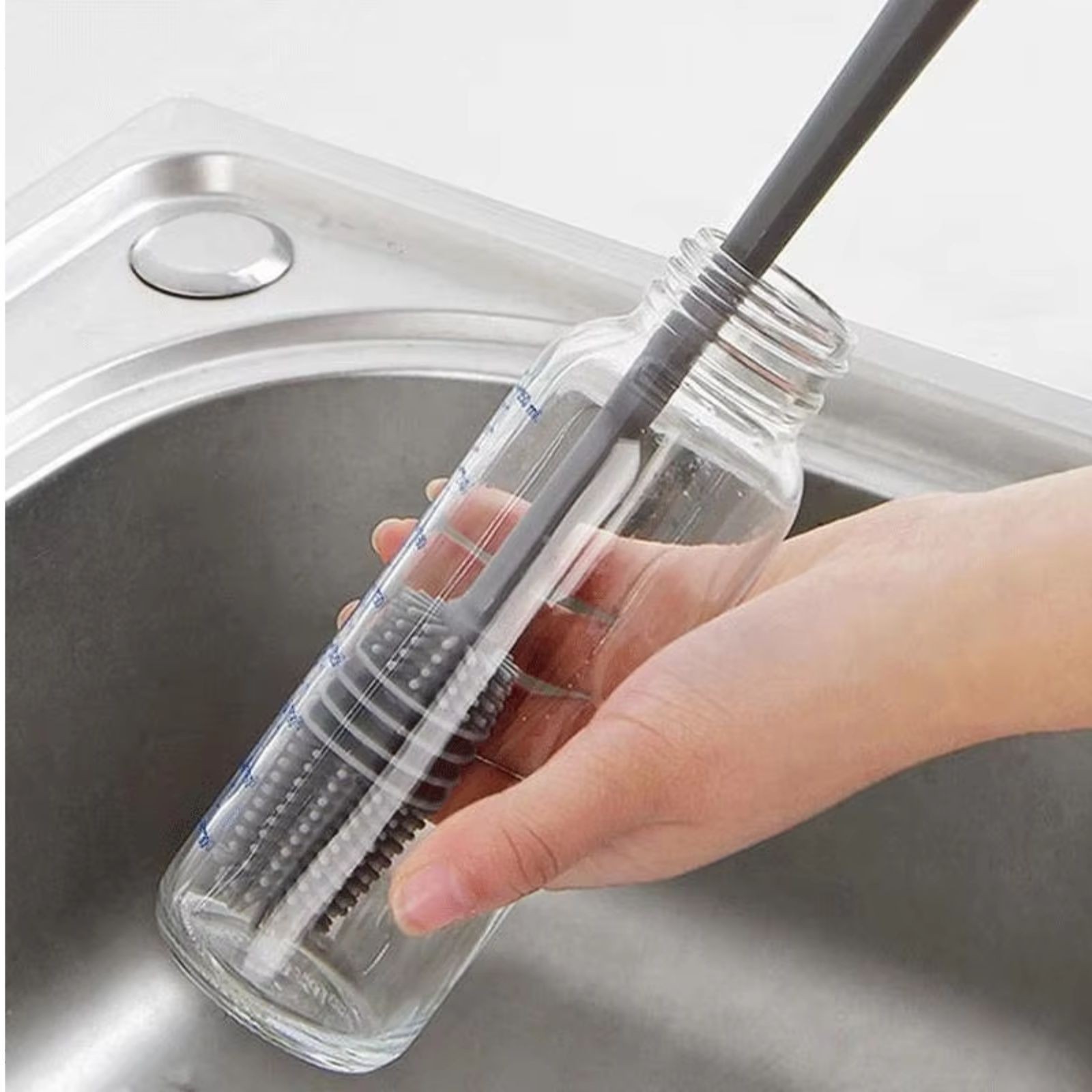 1Pc Bottle Scrubbing Washing Brush Silicone Long Handle Cup Cleaning Brush Tool