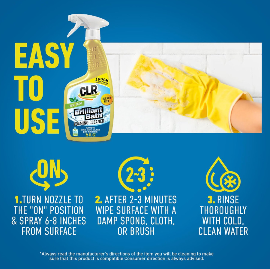 CLR Brilliant Bath Bathroom & Kitchen Cleaner 26 oz 2 Pack New Free Shipping USA