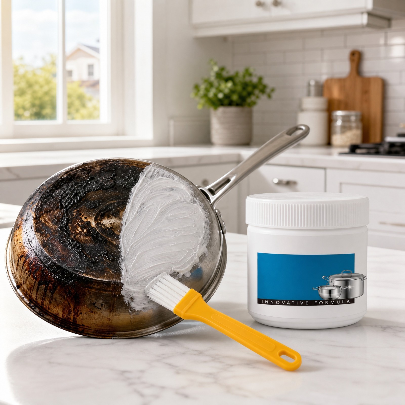 Burnt Residue Remover Paste Stainless Steel Pot Pan Cleaner Cookware Rust Stain