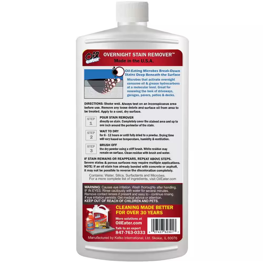 32 Oz Overnight Stain Remover for Cleaning Oil Stains on Concrete, Driveway, Pav