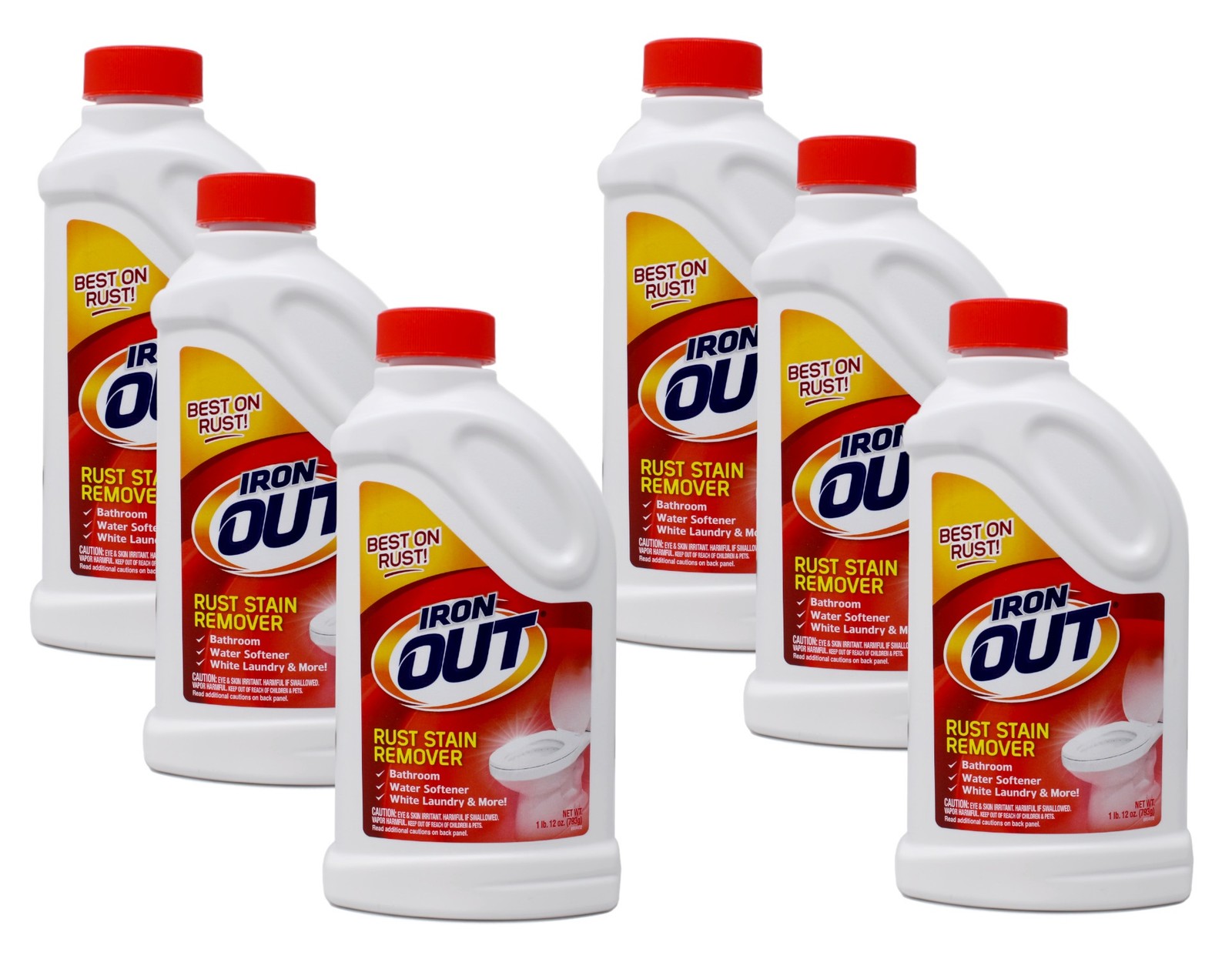 IRON OUT Rust Stain Remover Powder, 1 lb 12 oz Bottle – 6 Pack