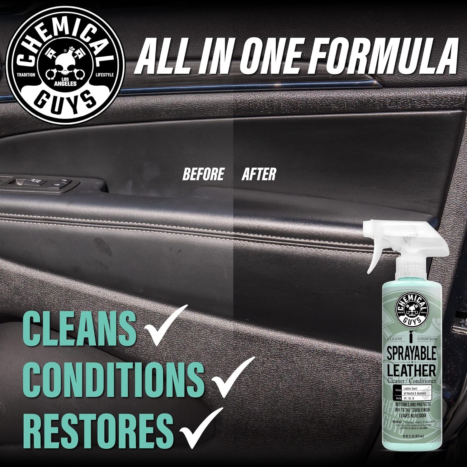 Chemical Guys Sprayable Leather Cleaner Conditioner Car Seat Interior Care