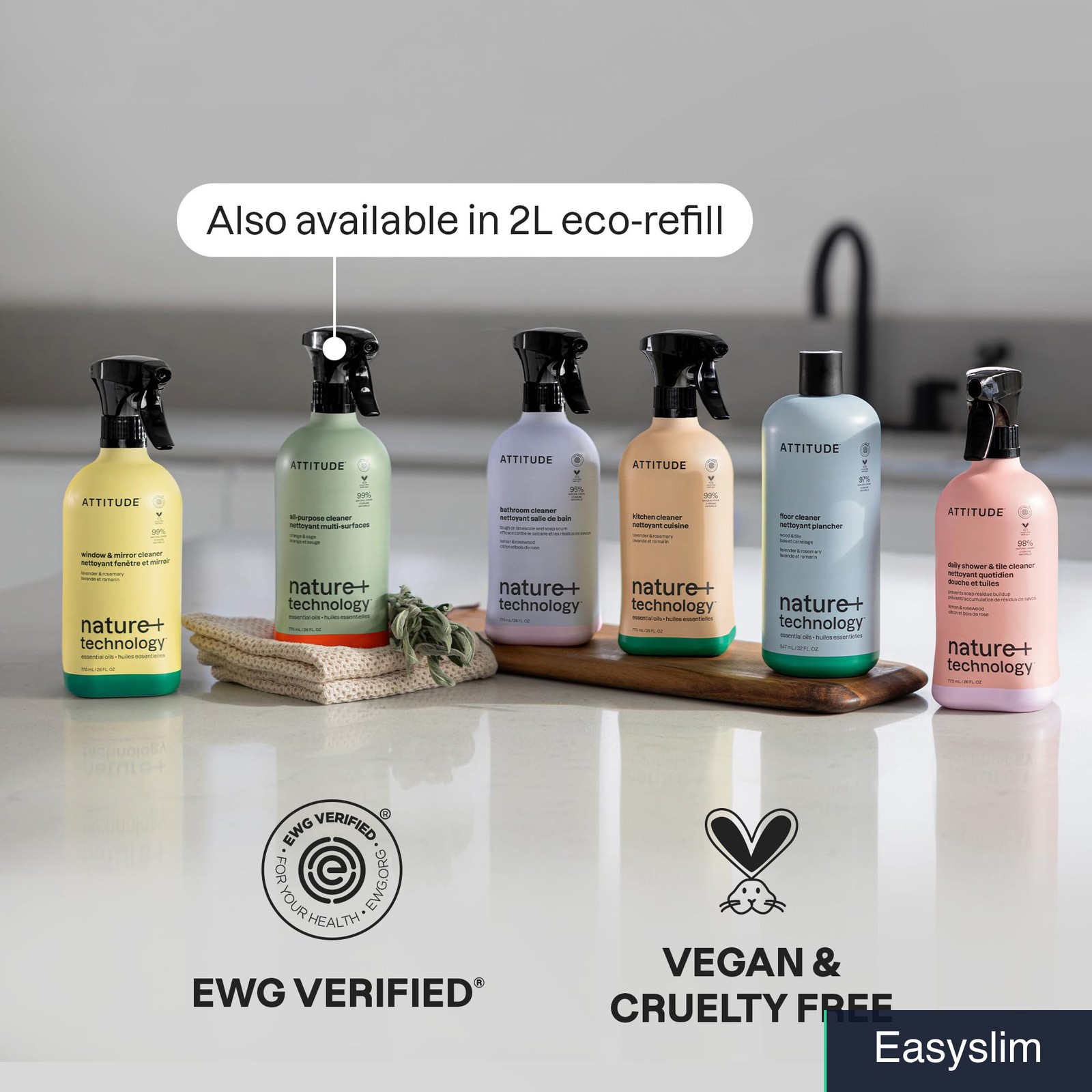 Shower & Tile Cleaner Spray, 26 Fl Oz, Plant-Based, EWG Verified