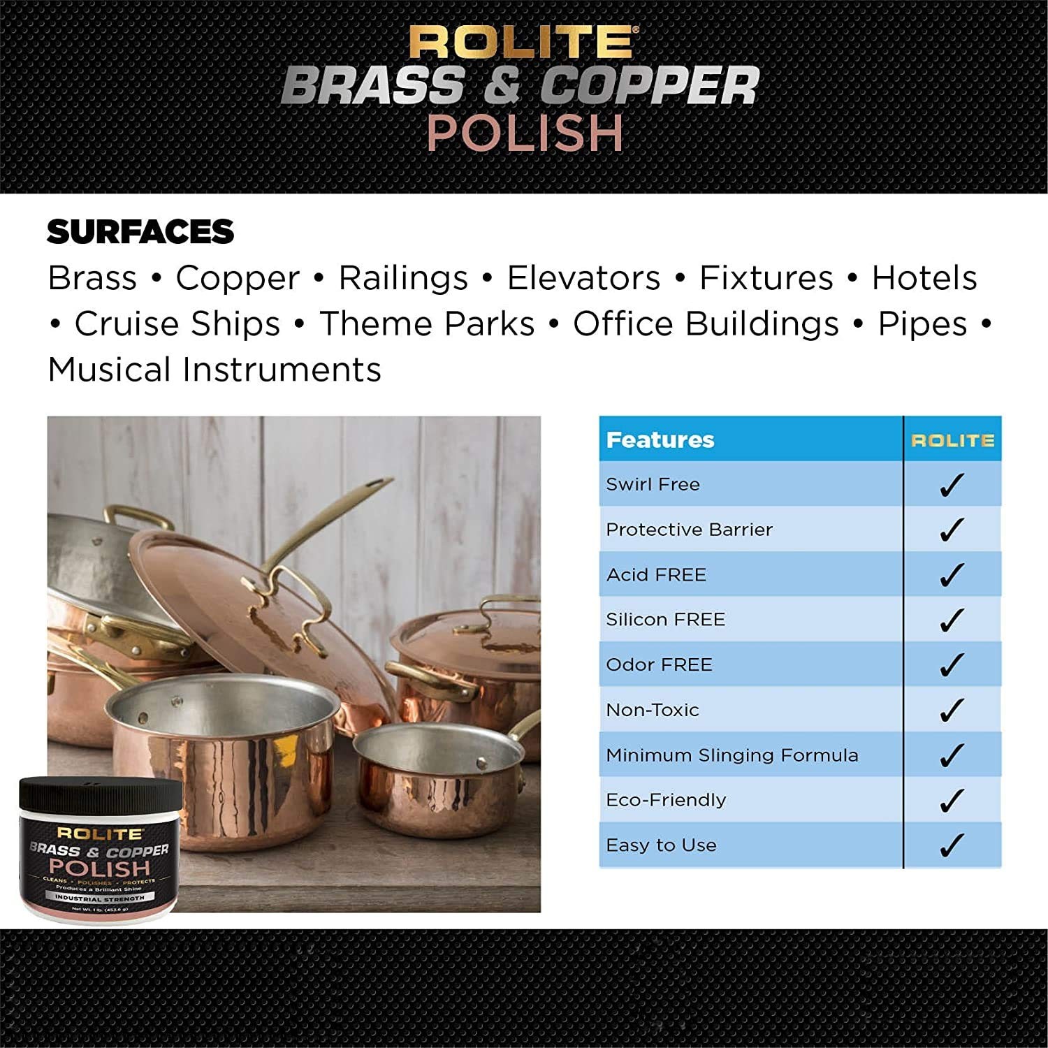 Brass Copper Polish 4.5 Oz Instant Tarnish Remover for Antiques Cookware Jewe…