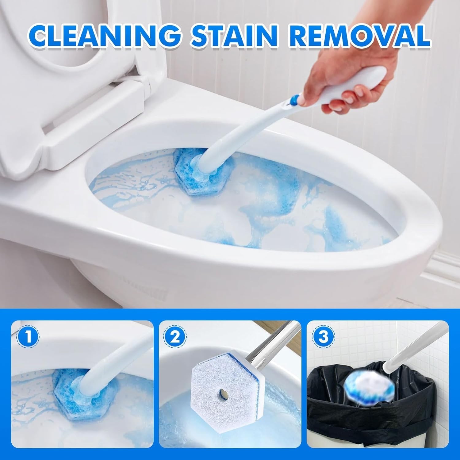 40 p Cleaner Wand Refills Disposable Toilet Brush Heads Compatible w Most Brands