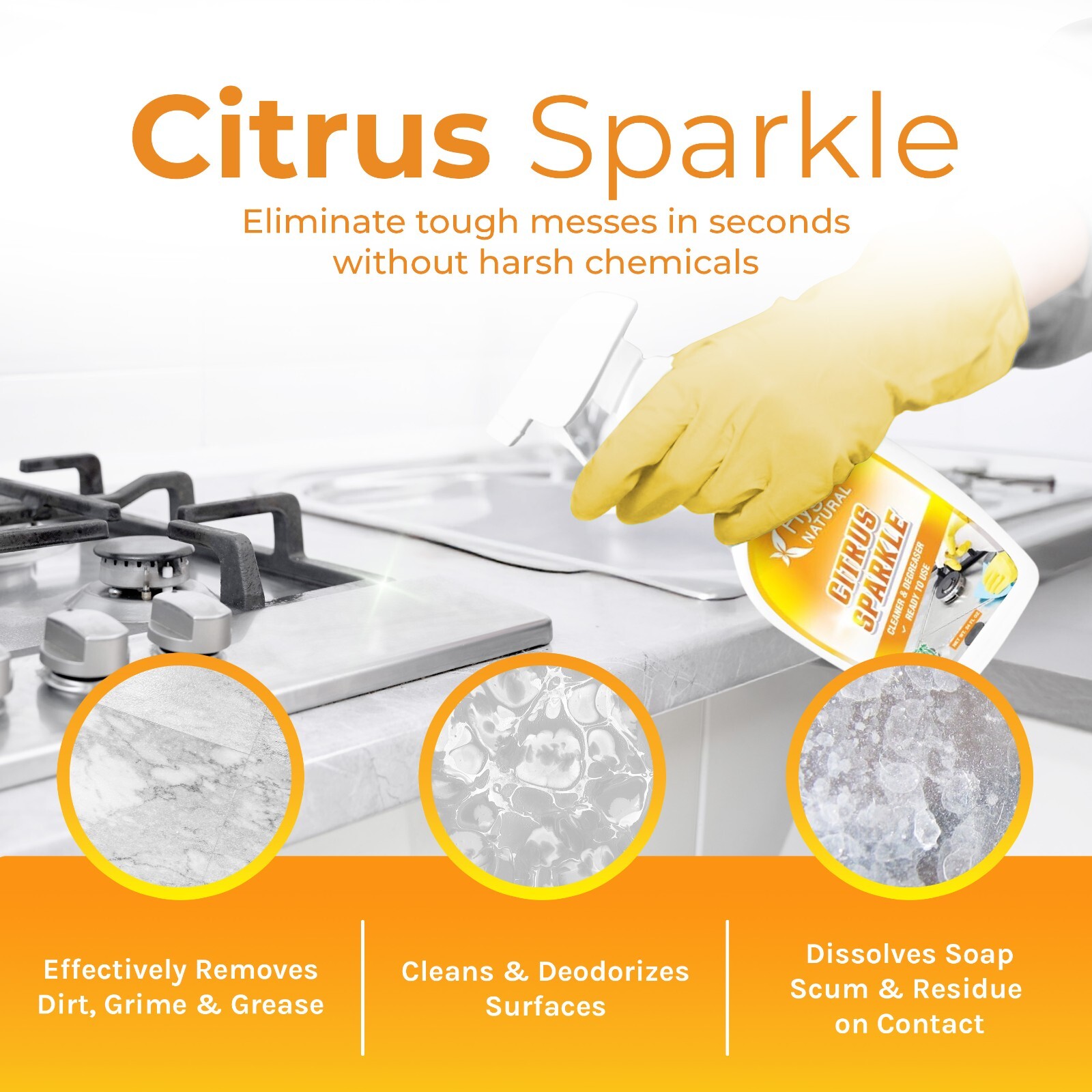 Hygea Natural Citrus Sparkle – Heavy Duty Degreaser and All purpose Cleaner